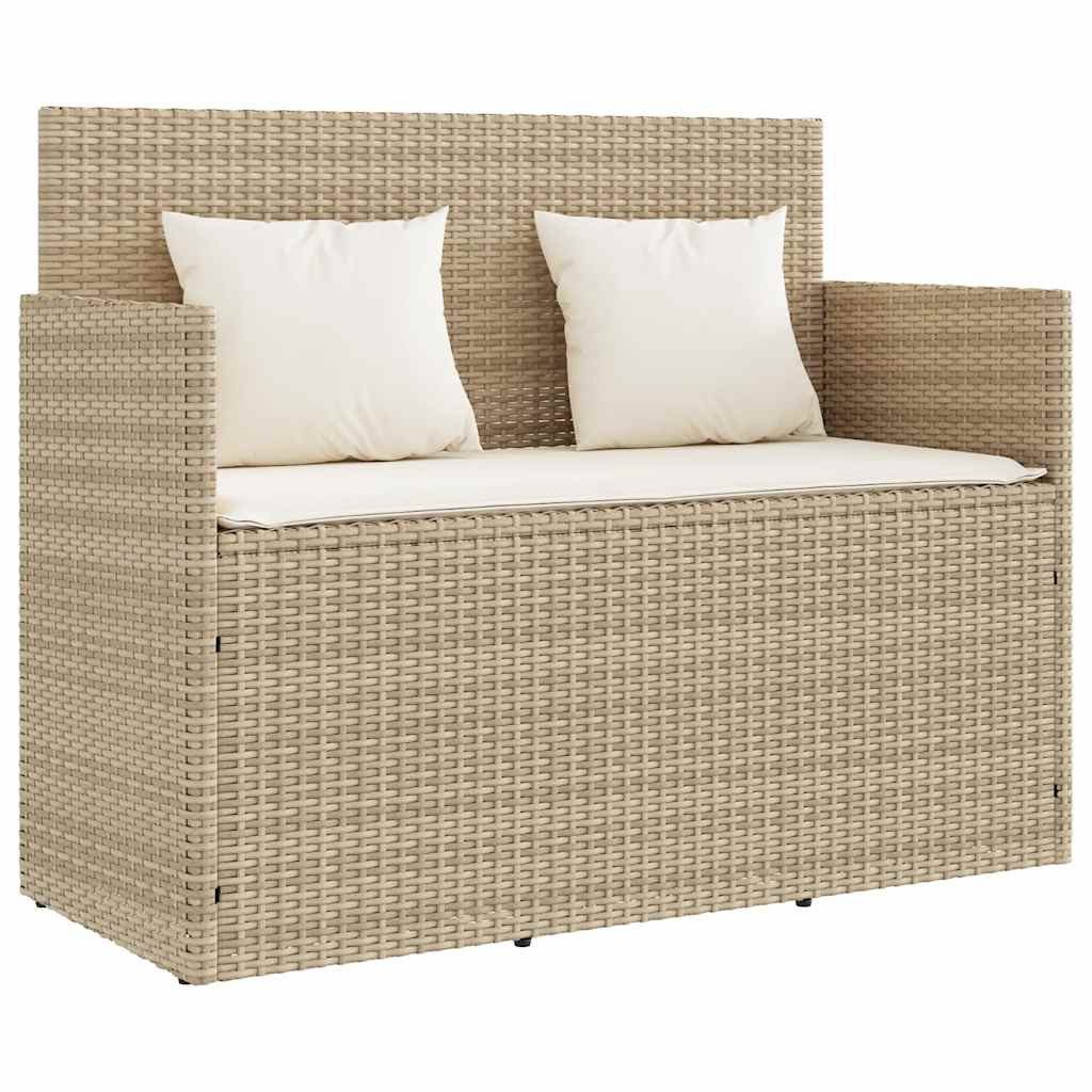 vidaXL Gartenbank Gartenbank mit Kissen Beige Poly Rattan (1-St)