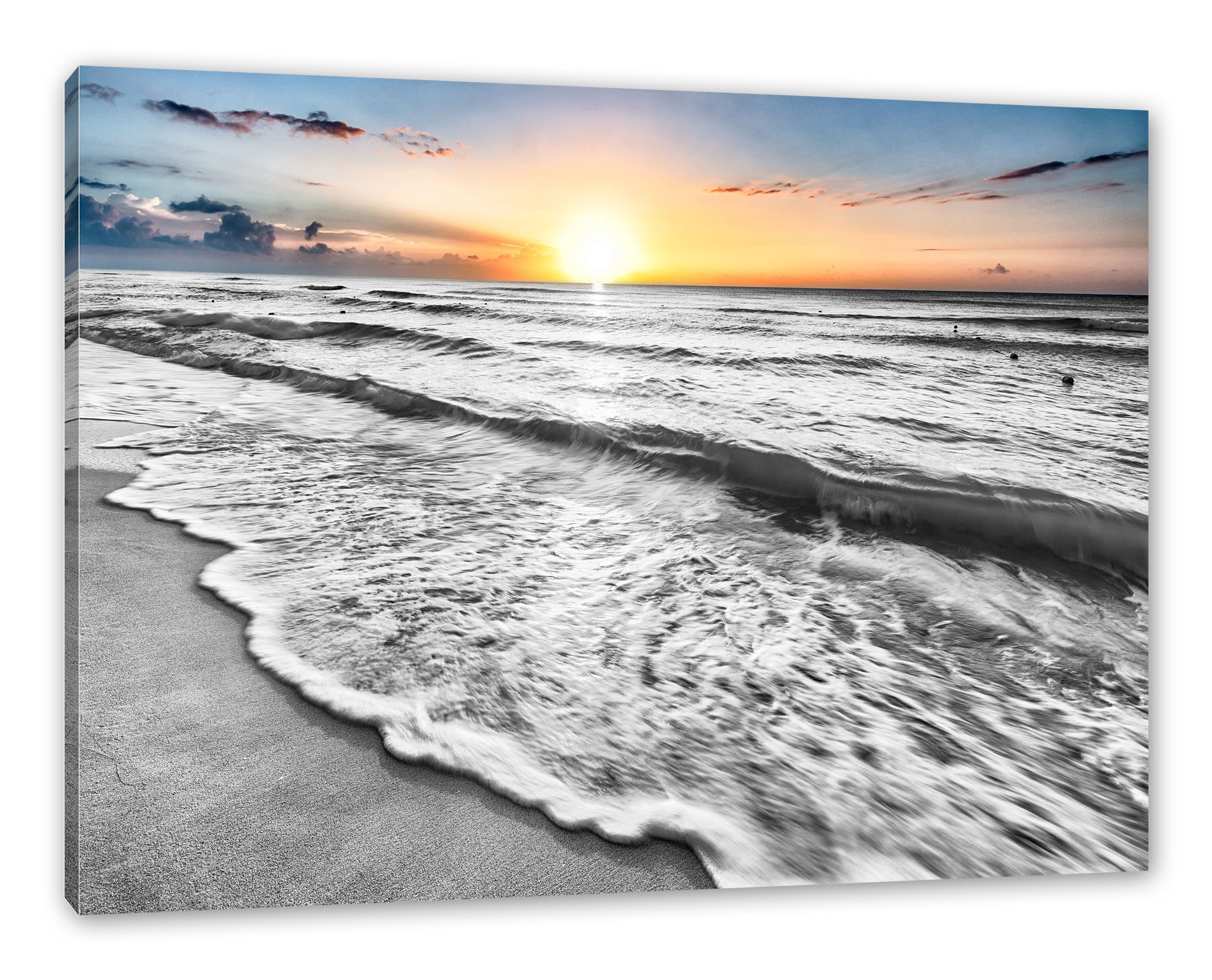 Pixxprint Leinwandbild wunderschönes Meer, wunderschönes Meer (1 St), Leinwandbild fertig bespannt, inkl. Zackenaufhänger