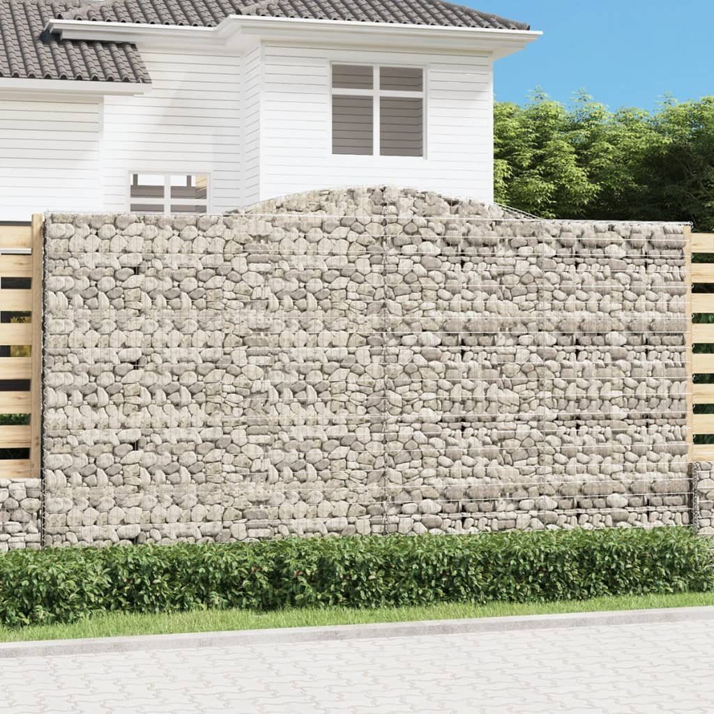 vidaXL Blumentopf Gabione mit Hochbogen 400x50x220/240 cm Verzinktes Eisen (1 St)