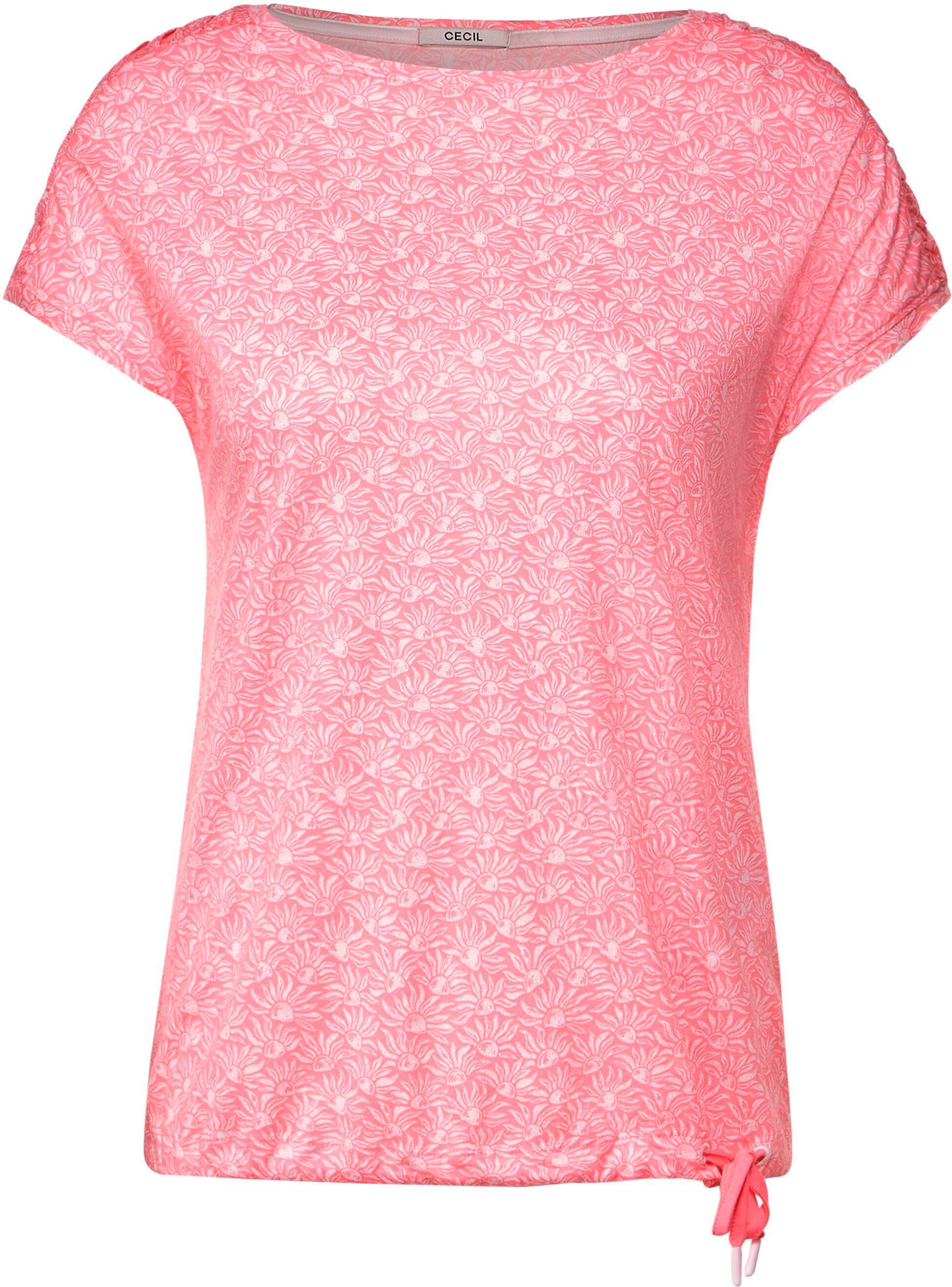 den pink soft an mit Cecil T-Shirt Raffungen Schultern
