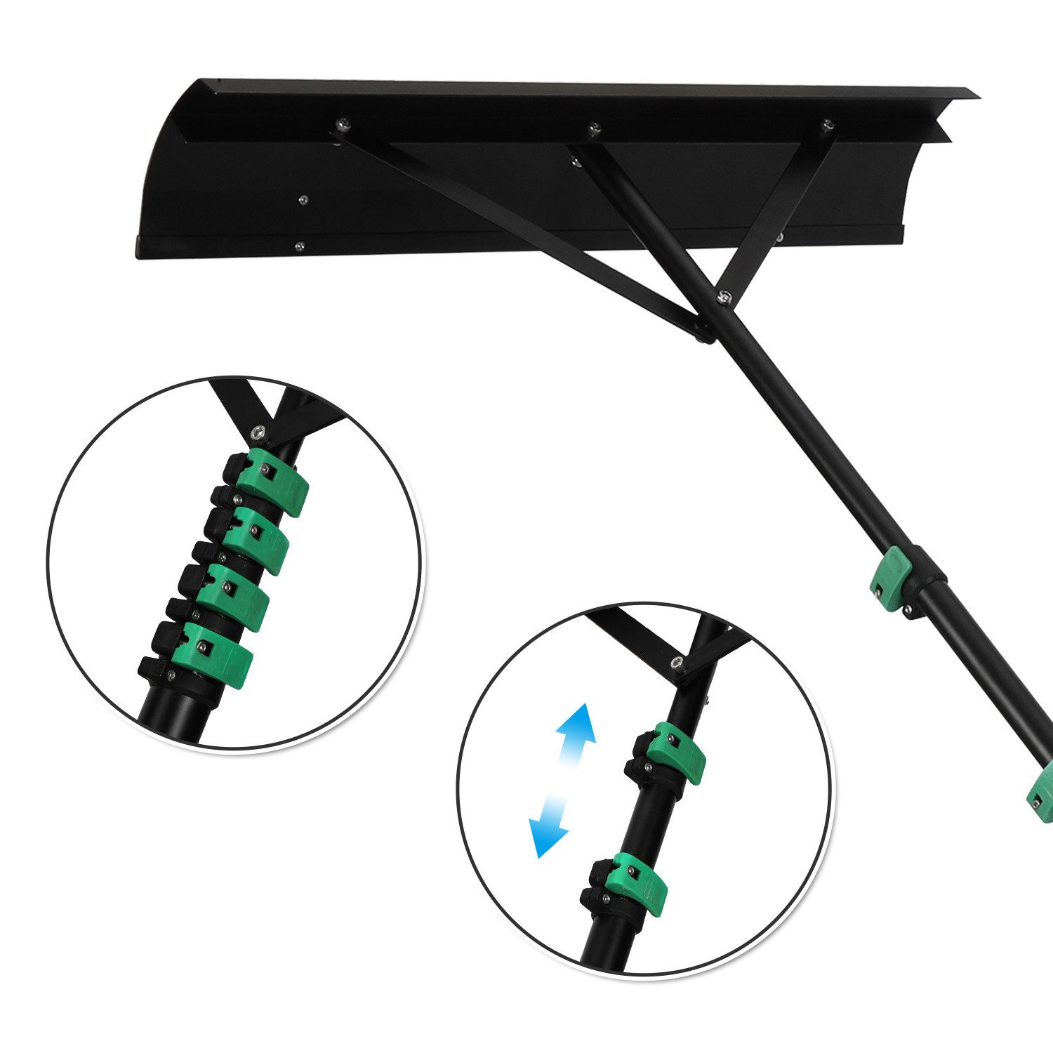 Clanmacy Schneeschieber Schneeschieber mit Gummielippe & Rollen, Einstellbereich 108-360cm Alu, (1-tlg)