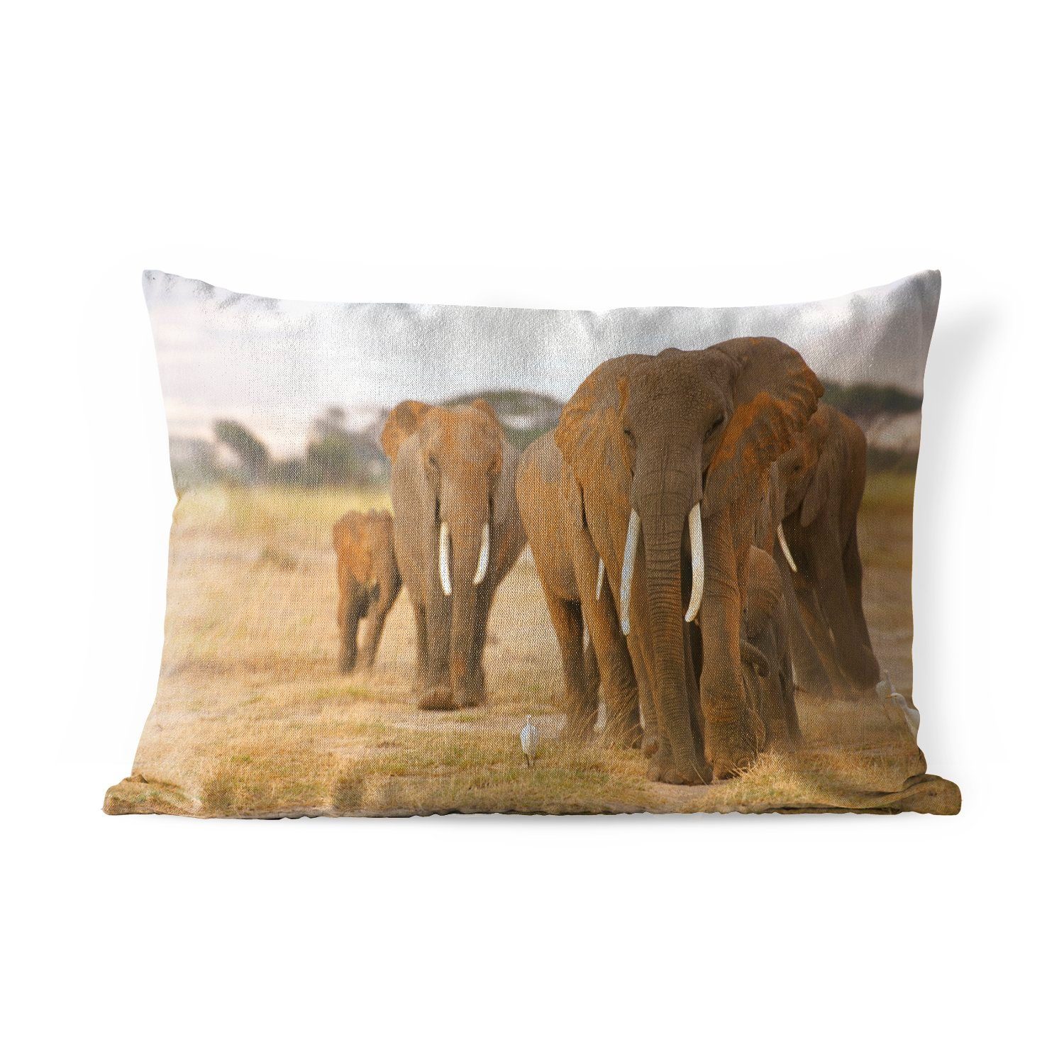 MuchoWow Dekokissen Familie der Elefanten, Outdoor-Dekorationskissen, Polyester, Dekokissenbezug, Kissenhülle