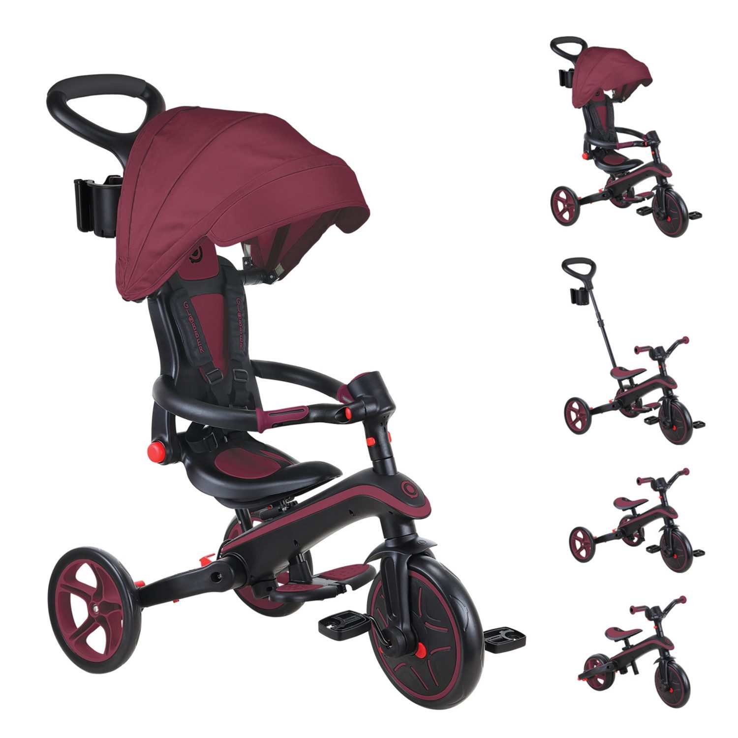 Globber Dreirad 732-202-2 GLOBBER EXPLORER TRIKE FOLDABLE 4in1 dunkelrot