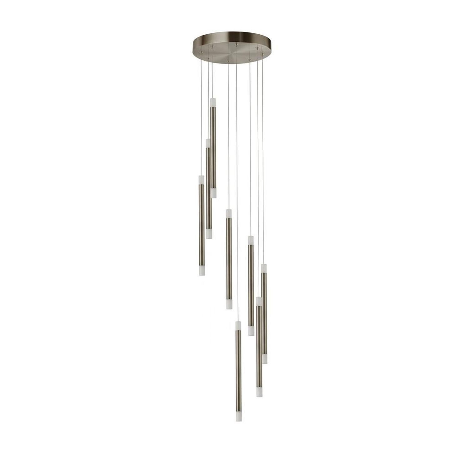 Licht-Erlebnisse Pendelleuchte NICOLE, LED, Warmweiß, Nickel Metall LED 2700K Up Down Ø32 cm rund Esstisch warmweiß Modern – Bild 5 von 5