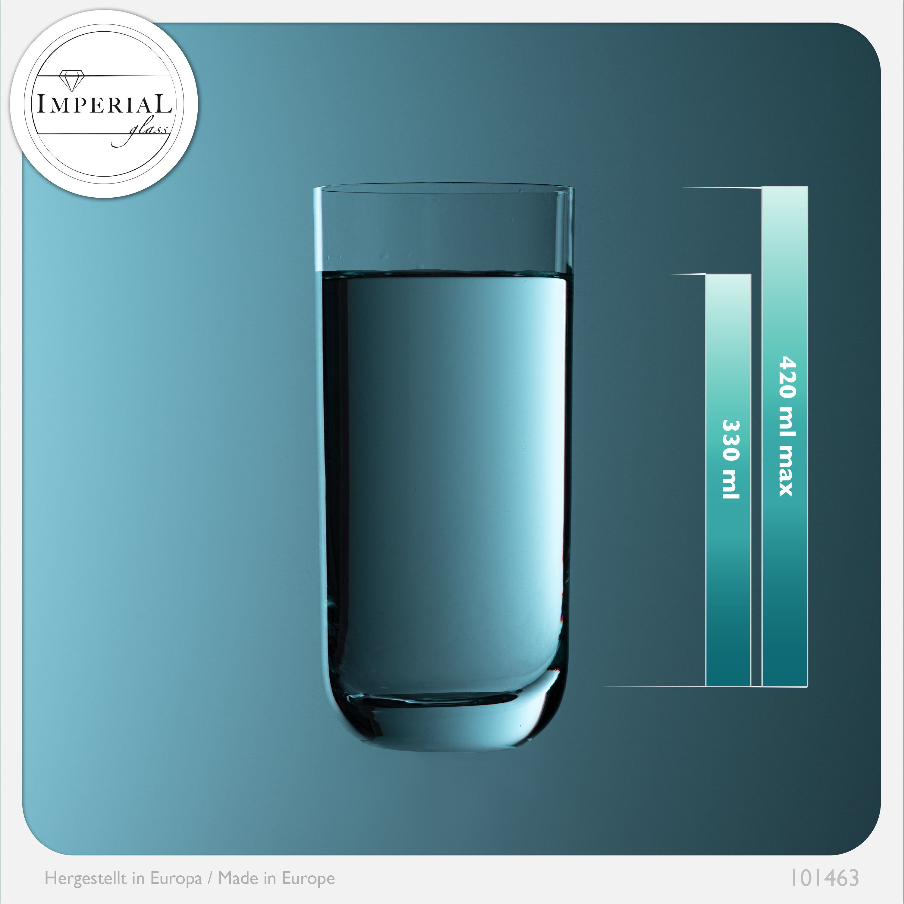 Trinkgläser, IMPERIAL Glas Longdrinkgläser 420ml) Saftgläser Wassergläser glass Glas, (max. Cocktailglas