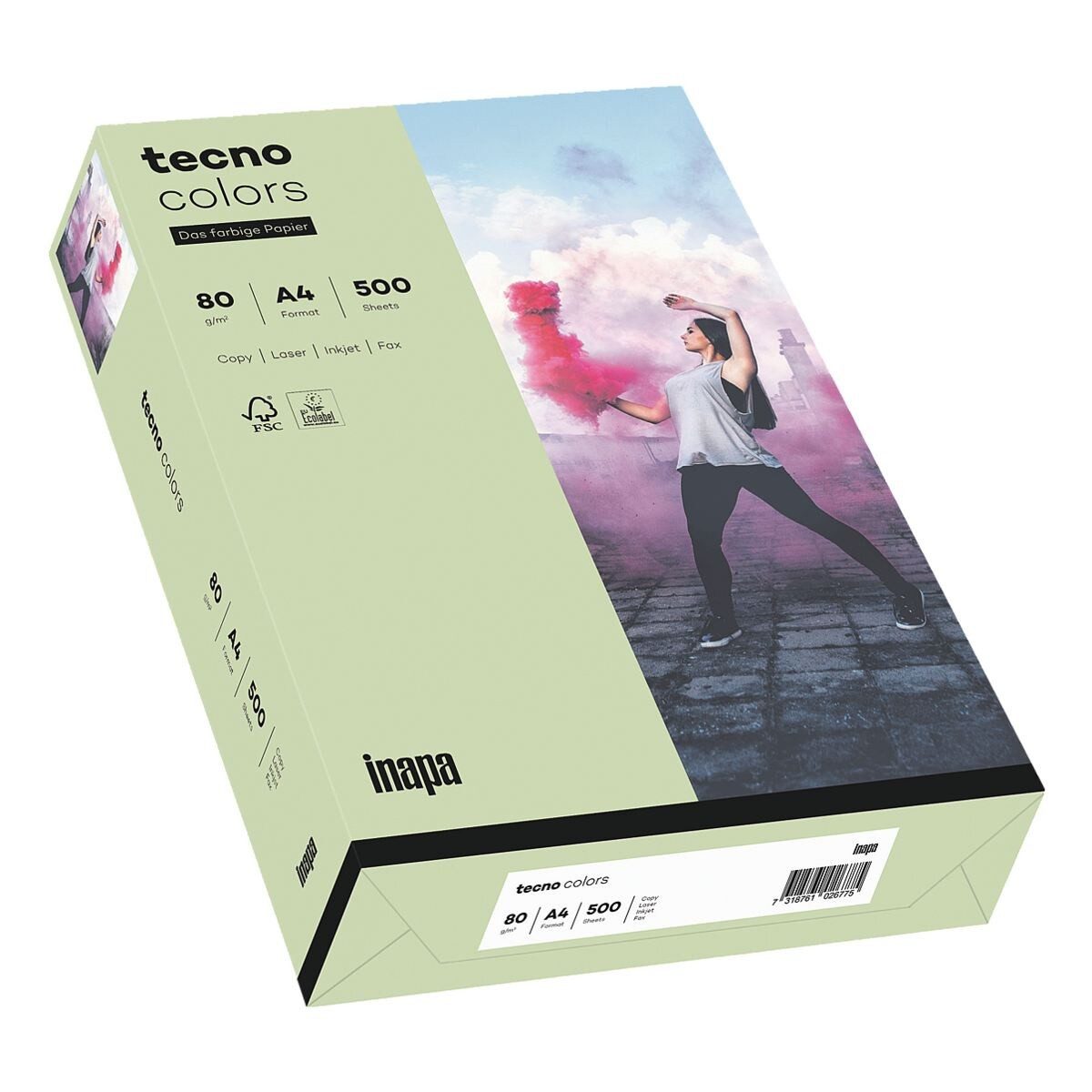 Inapa tecno Druckerpapier Rainbow / tecno Colors, Pastellfarben, Format DIN A4, 80 g/m², 500 Blatt