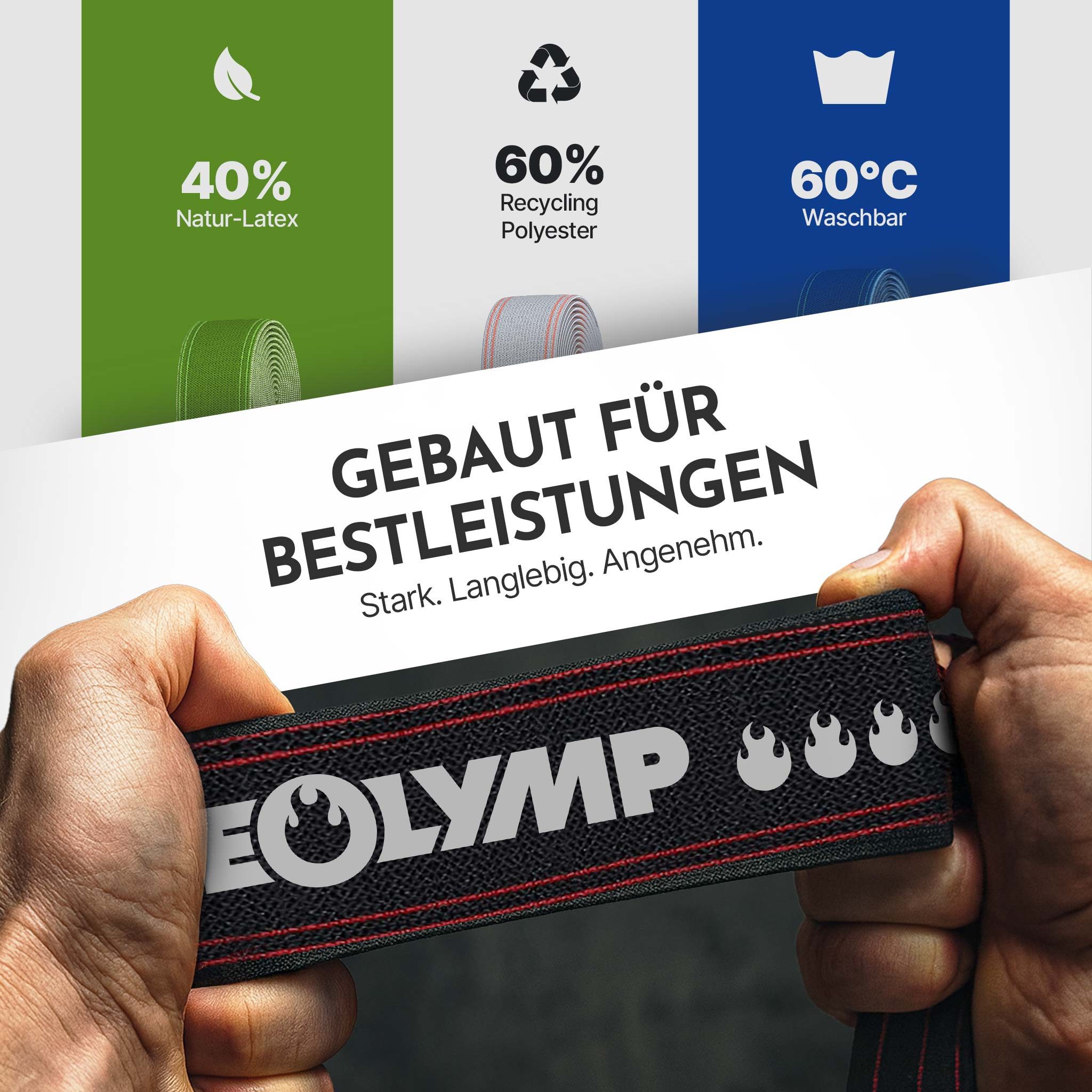 NEOLYMP Trainingsbänder Gymnastikband Stoff für vielseitiges Training - waschbar, Resistance Bands mit Verstellschnalle - Umweltfreundlich, Waschbar