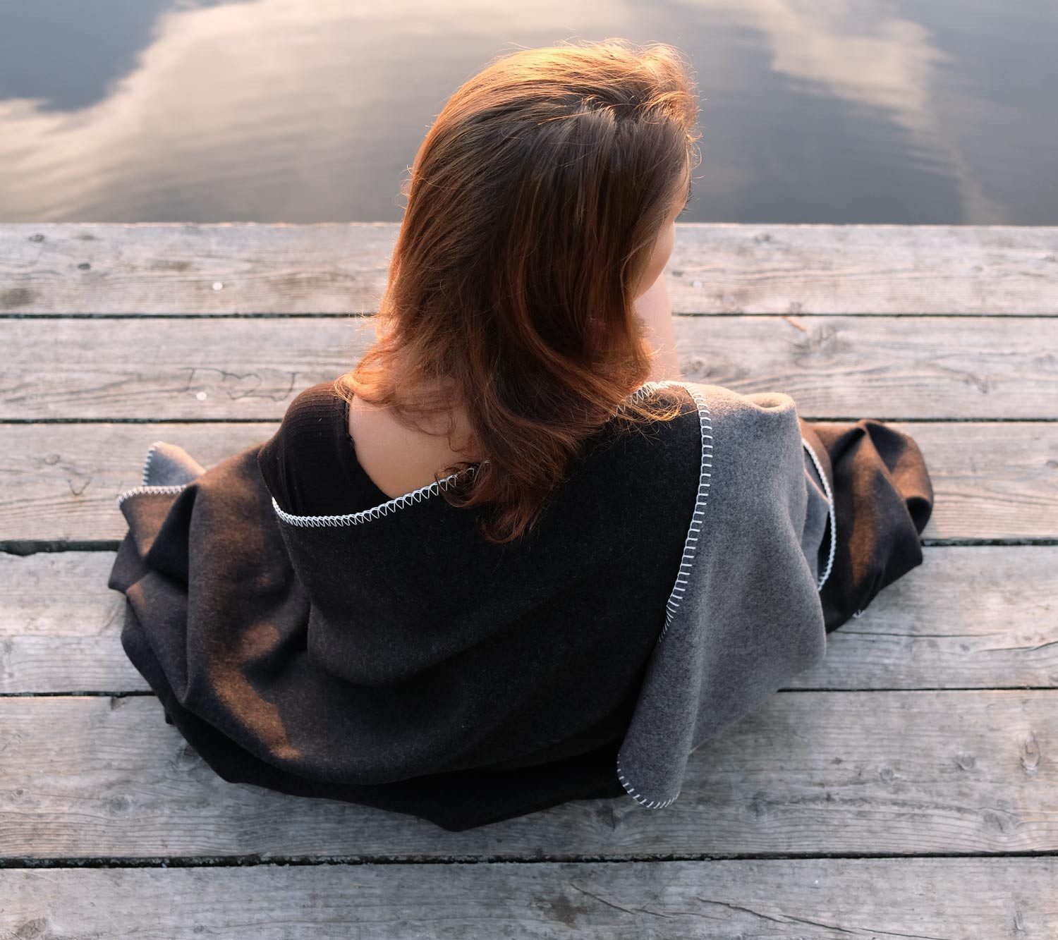 Wolldecke 100% Merinowolle Doubleface Wolldecke "Königssee", Wohnen und Accessoires GmbH & Co. KG, Zierkettstich