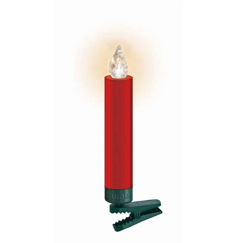 Krinner LED-Kerze 75446 Kabellose Christbaumkerzen Lumix Premium Mini rot 12er Startset