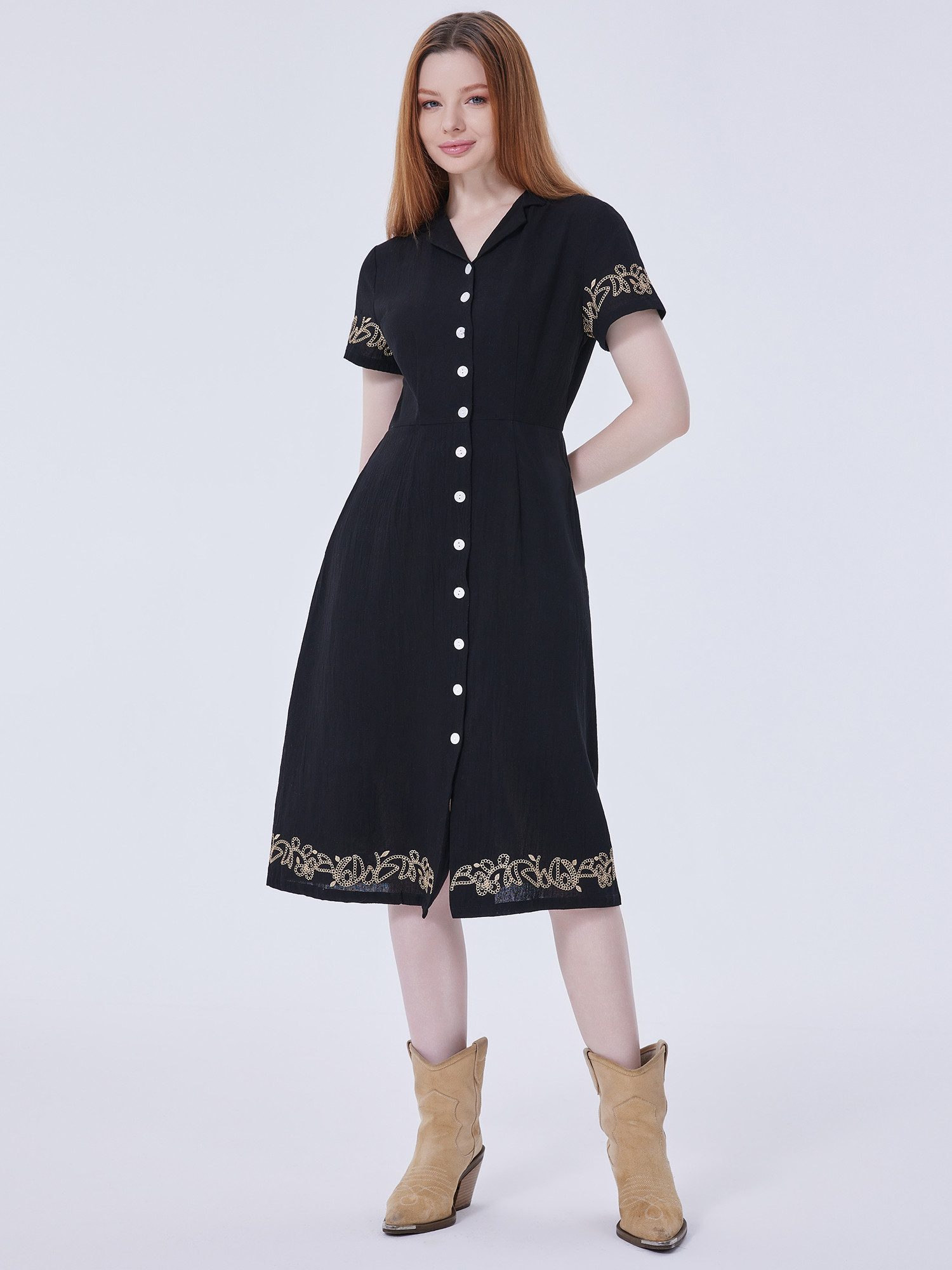 LAPA PLUS Hemdblusenkleid Damen Elegant Hemdkleid günstig online kaufen