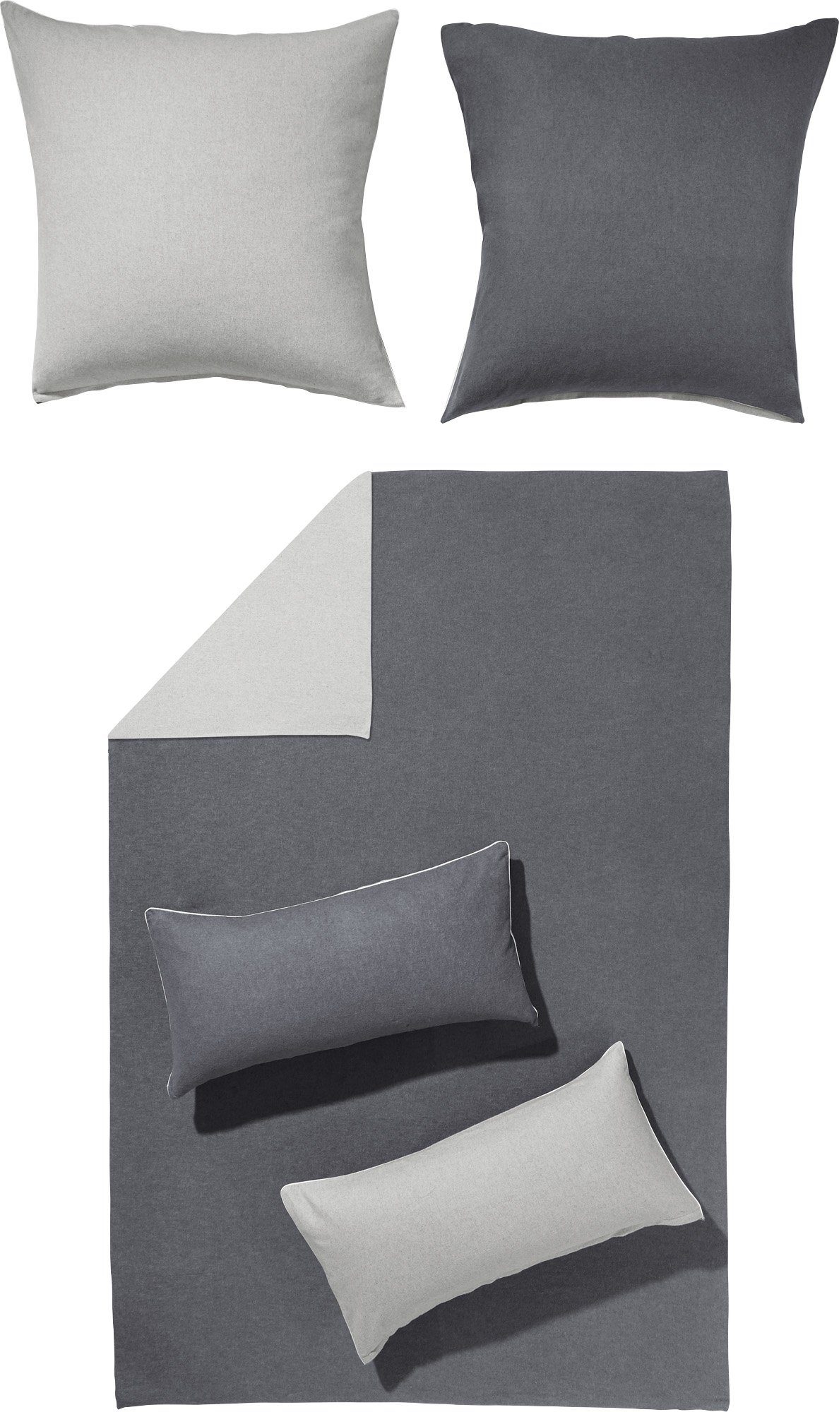 Erwin Müller Bettwäsche Wendebettwäsche, Biber, Uni günstig online kaufen