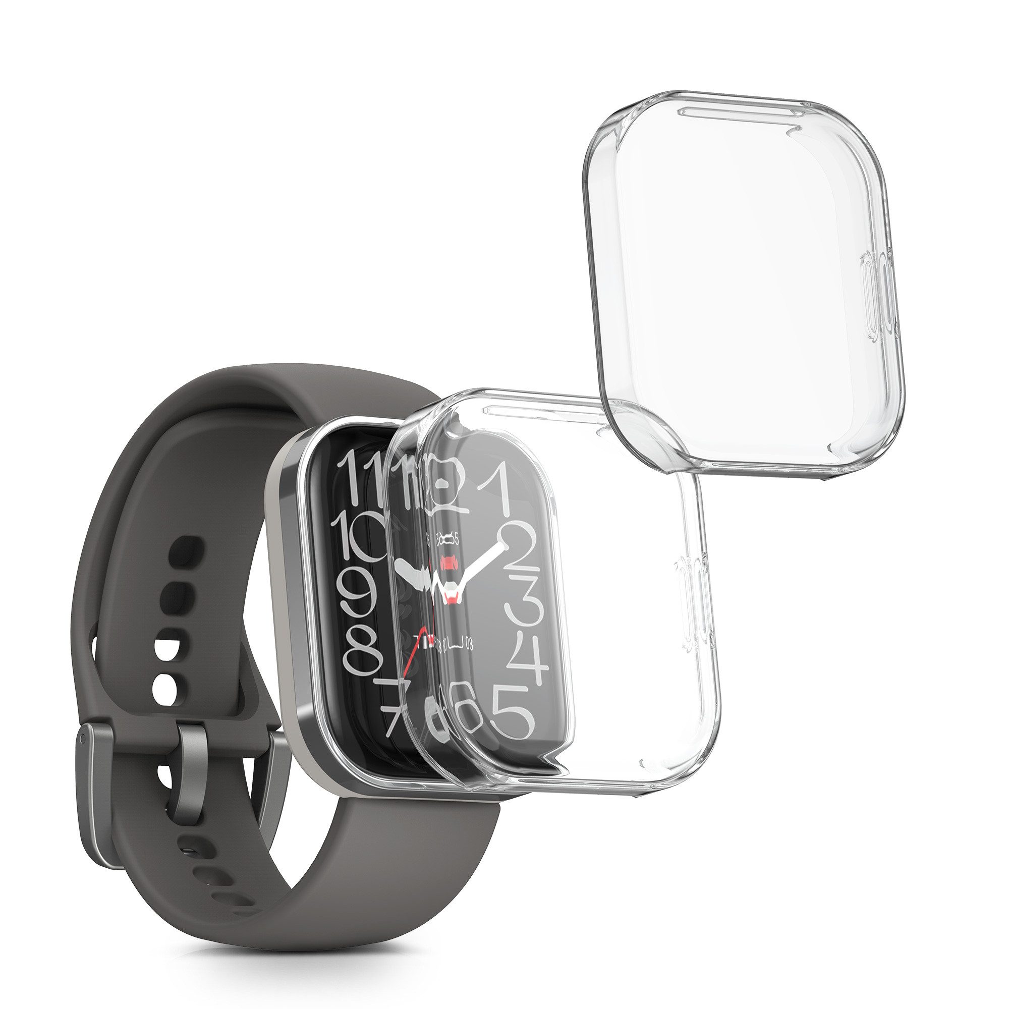 kwmobile Smartwatch-Hülle 2x Silikon Hülle für 22mm Amazfit Bip 6 / Bip 5 Unity / Bip 5 / GTS 3, Schutzhülle Fullbody Display Cover Set aus Silikon