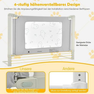 KOMFOTTEU Bettschutzgitter Kinderbettgitter, mit Doppel-Sicherheitsschloss, 200cm