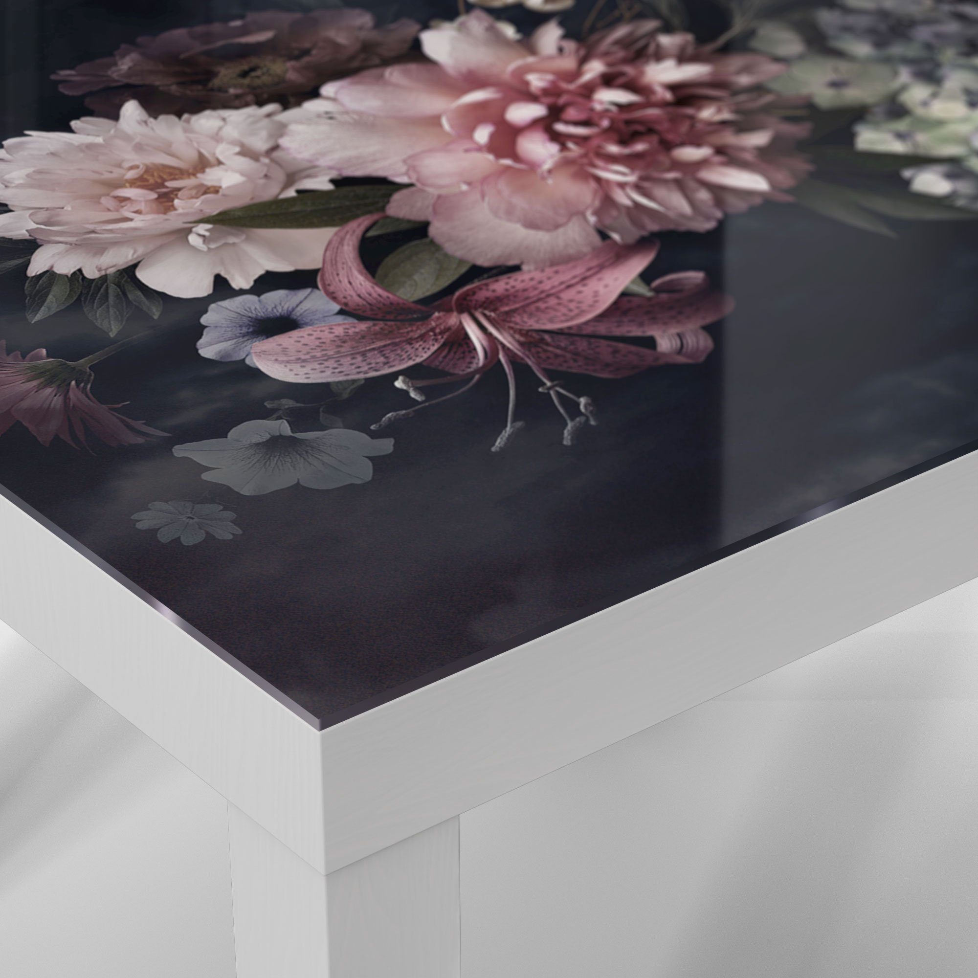 DEQORI Couchtisch 'Blühende Weiß Glastisch Glas Beistelltisch Pracht', modern