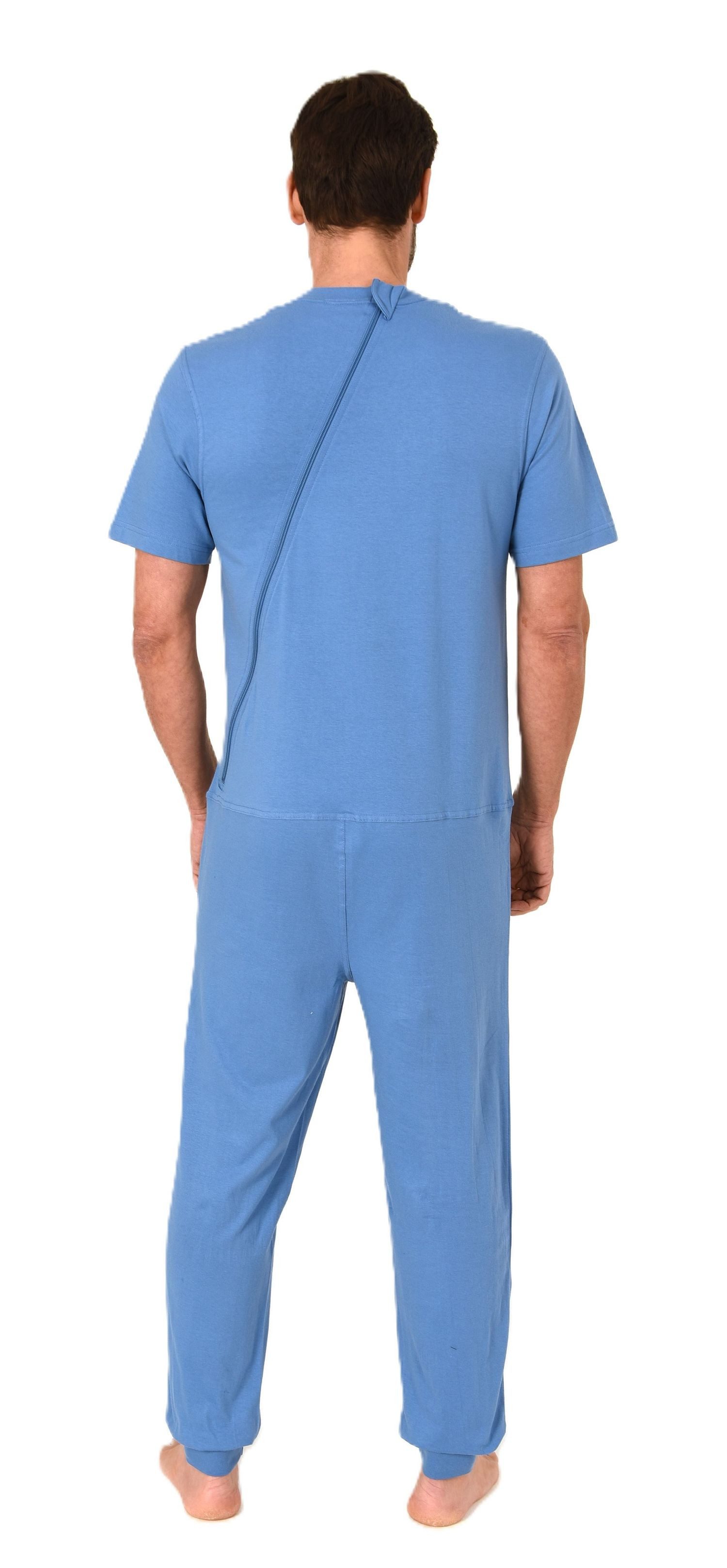 Normann Pyjama Herren Pflegeoverall kurzarm mit langen Bein + Rücken Reißverschluß – Bild 3 von 4