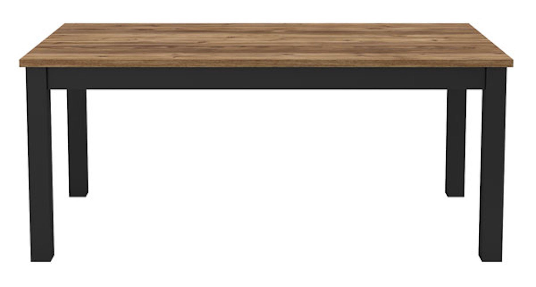 Helvetia Esstisch Olin (1-teilig), 180x95x77cm Appenzeller Fichte / schwarz supermatt