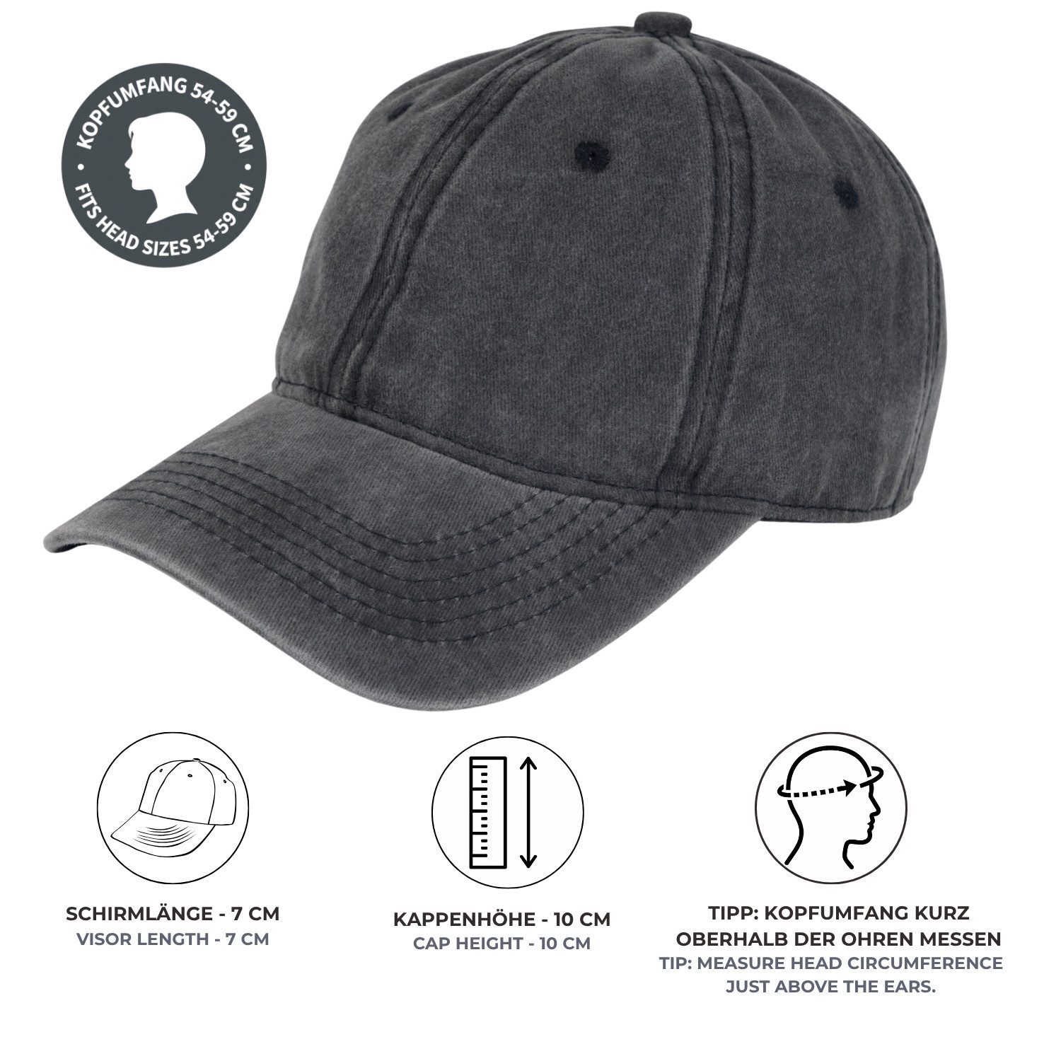 styleBREAKER Baseball Cap Vintage Baseball Cap Washed Used Look (1-St)