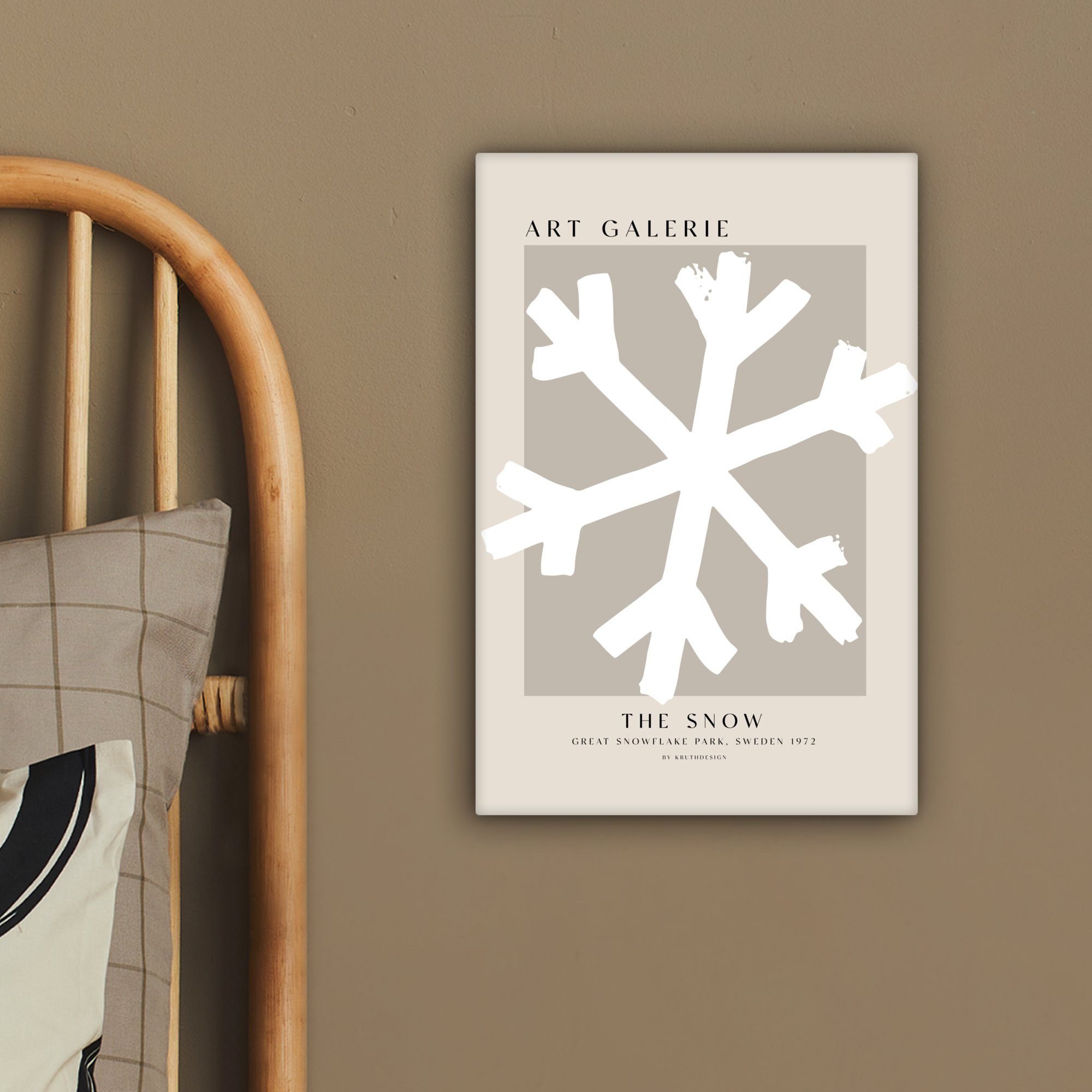 Gemälde, Weiß Zackenaufhänger, 20x30 - fertig Schneeflocke Leinwandbild bespannt Leinwandbild inkl. Winter OneMillionCanvasses® Weihnachten, cm (1 - St), -