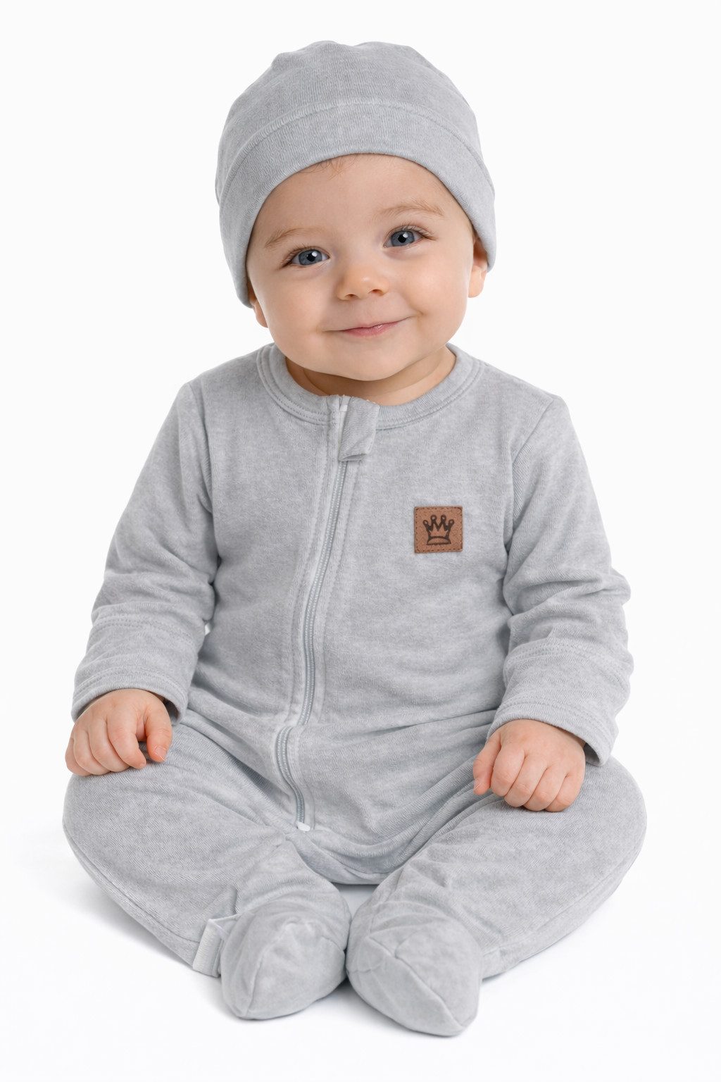 Strampler Baby Set Einteiler und Mütze Anzug mit Kratzschutz für Neugeborene