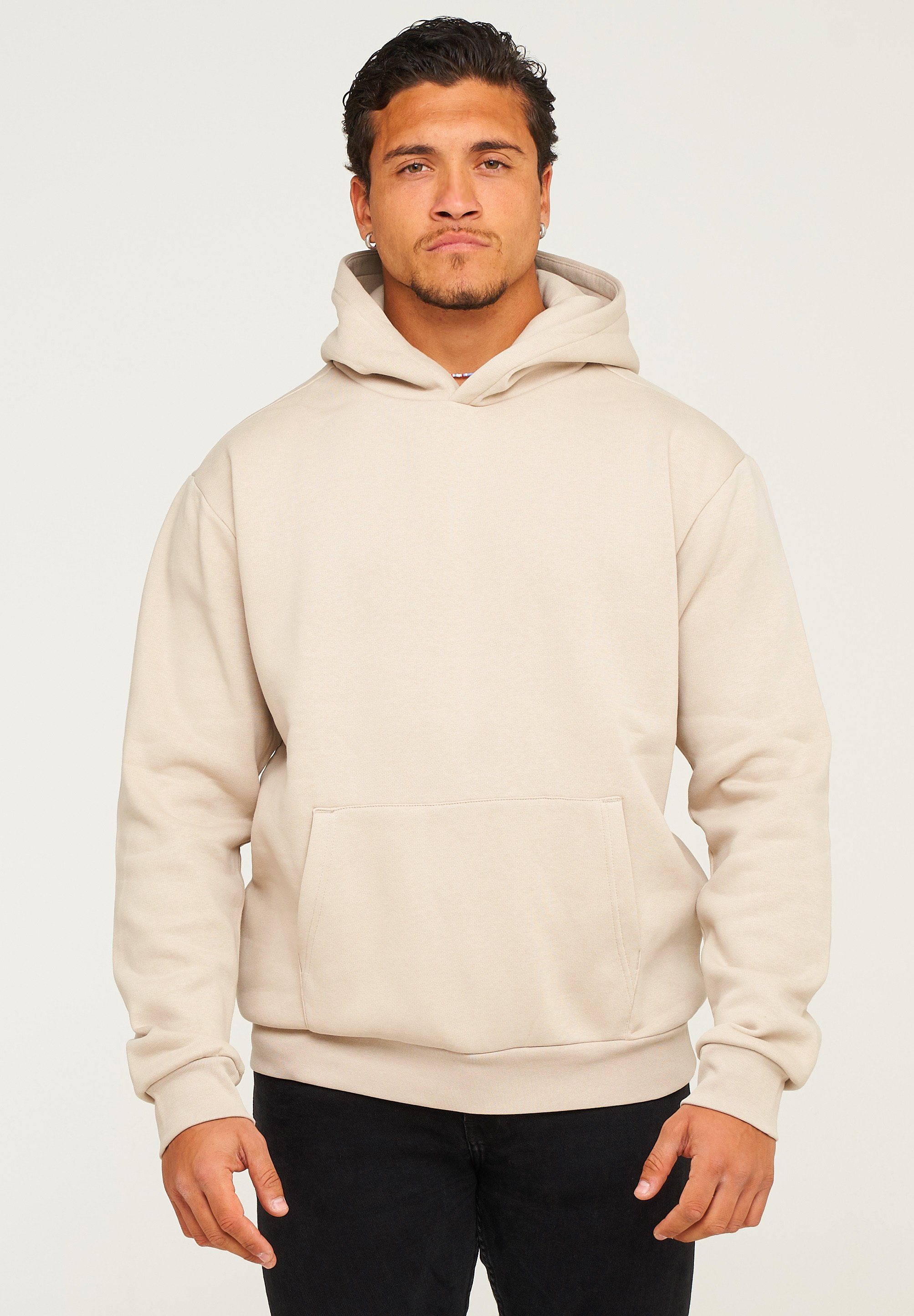 behype Hoodie BHHOBART Herren Basic Oversized Hoodie Raglan Kapuzenpullover Sweater