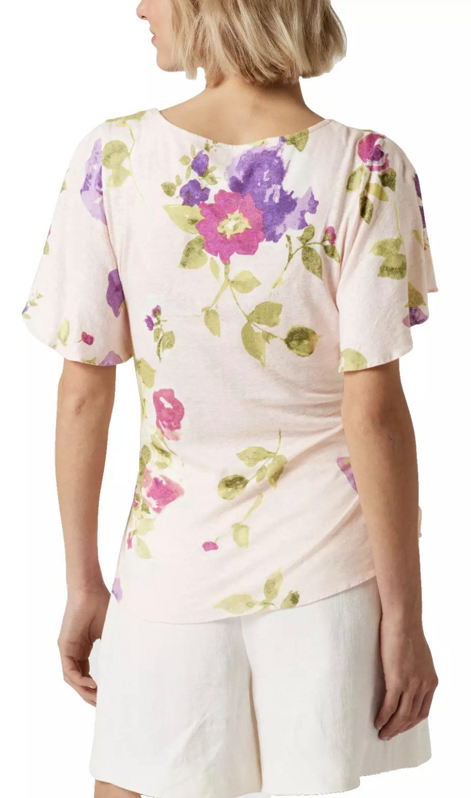 Lauren Ralph Lauren Blusentop Bluse Floral Print V-Ausschnitt Top Shirt Tunika V-Ausschnitt, verziert mit eleganten Rüschen