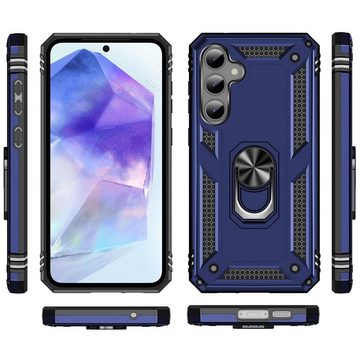 CoolGadget Handyhülle Blau als 2in1 Schutz Cover Set für das Samsung Galaxy A55 5G 6,6 Zoll, 2x Glas Display Schutz Folie + 1x TPU Case Hülle für Galaxy A55 5G