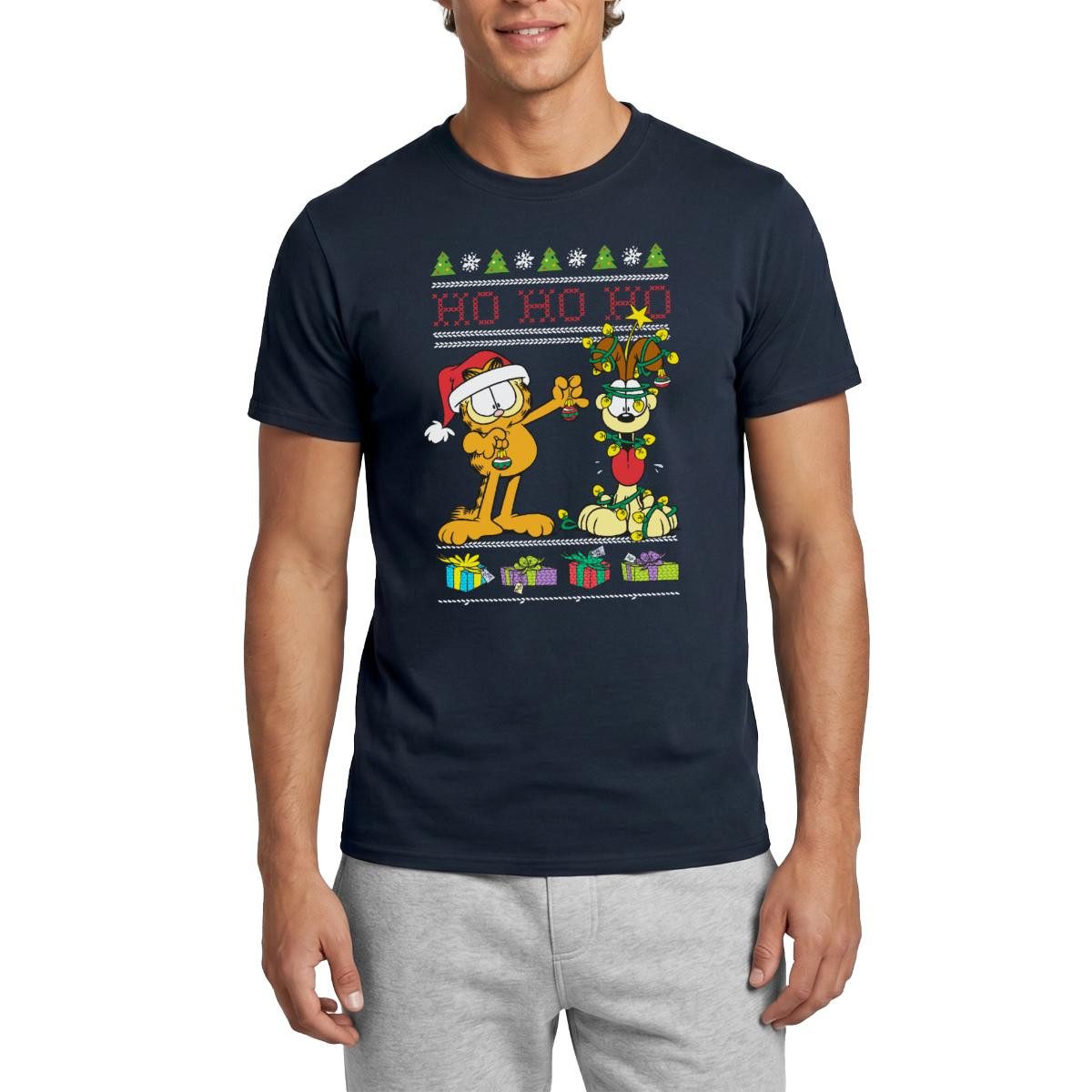 Spreadshirt T-Shirt Garfield Und Odie Hohoho Ugly Christmas Weihnachten Männer T-Shirt (1-tlg)