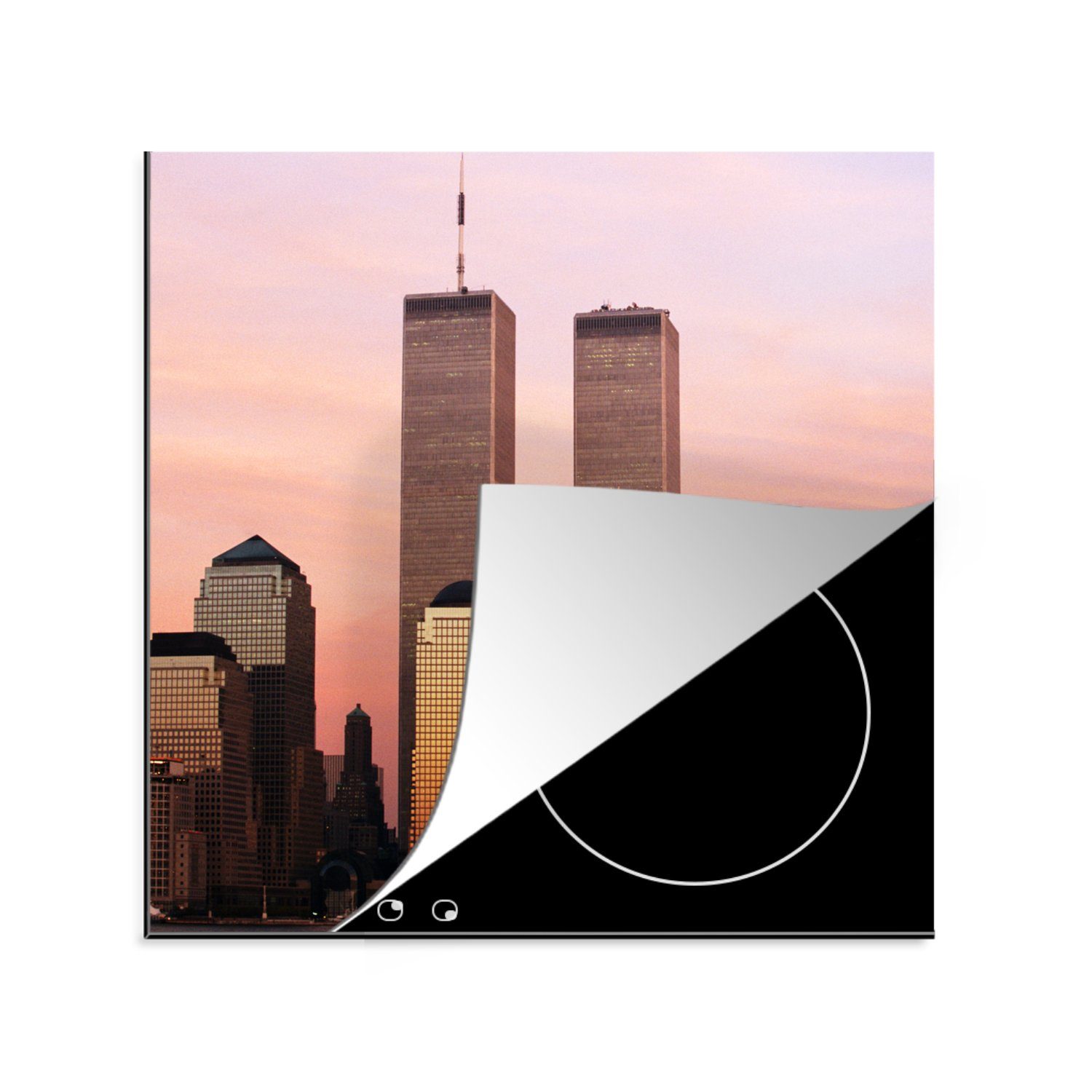 MuchoWow Herdblende-/Abdeckplatte World Trade Center - Abend - Wolkenkratzer, Vinyl, (1 tlg), 78x78 cm, Ceranfeldabdeckung, Arbeitsplatte für küche