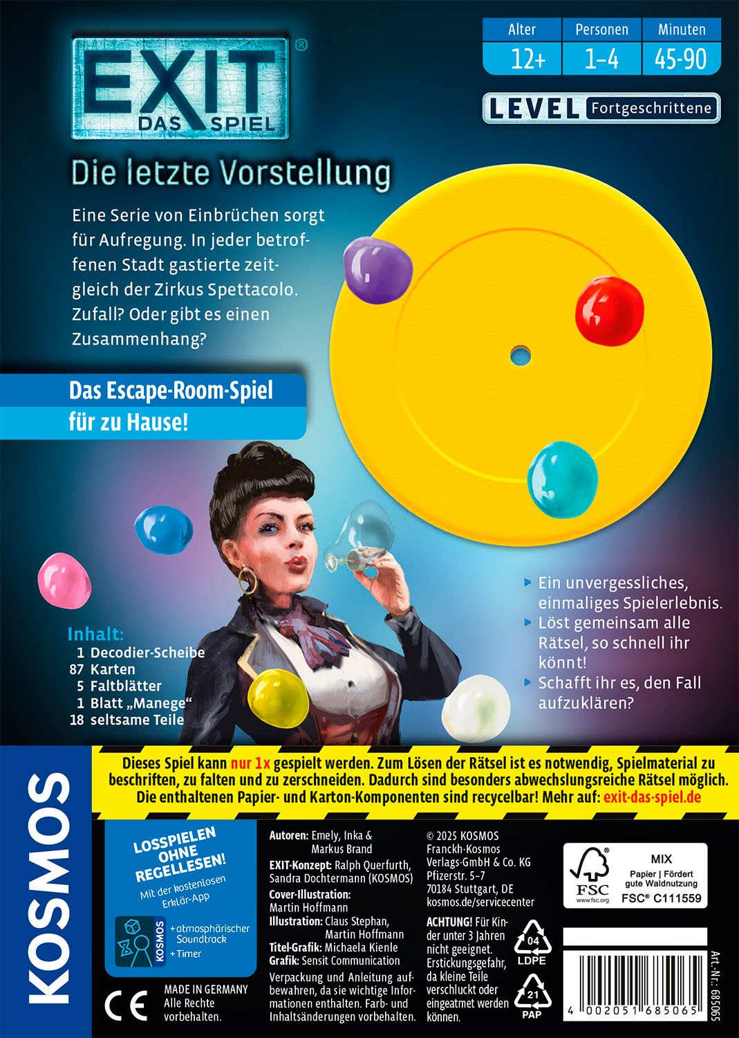 Kosmos Spiel EXIT® Das Spiel Die letzte Vorstellung (F), Rätselspiel, Made in Germany