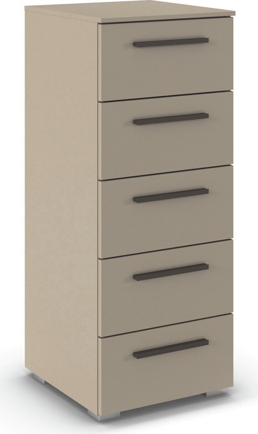rauch Schubkastenkommode Highboard Sideboard Kommode MONTCLAR Frontauswahl Dekor/Hochglanz/Glas (in 2 Breiten: 40 oder 80 cm / Höhe 100 cm, inkl. Soft-Close-Funktion), mit 5 geräumigen Schubladen, viele Griffvarianten MADE IN GERMANY