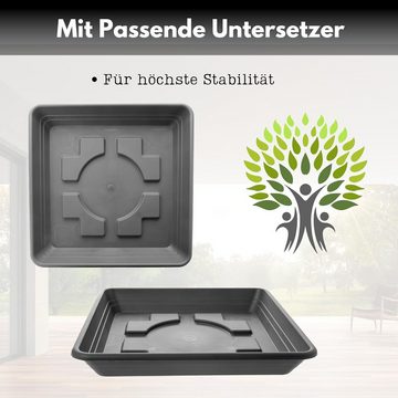 2friends Pflanzkübel 2er Set Anthrazit Blumenkübel XXL Blumentopf für Draußen, Pflanztopf (48x48 cm), Robustes Pflanzkübelset in Modernem Design für Garten & Terrasse