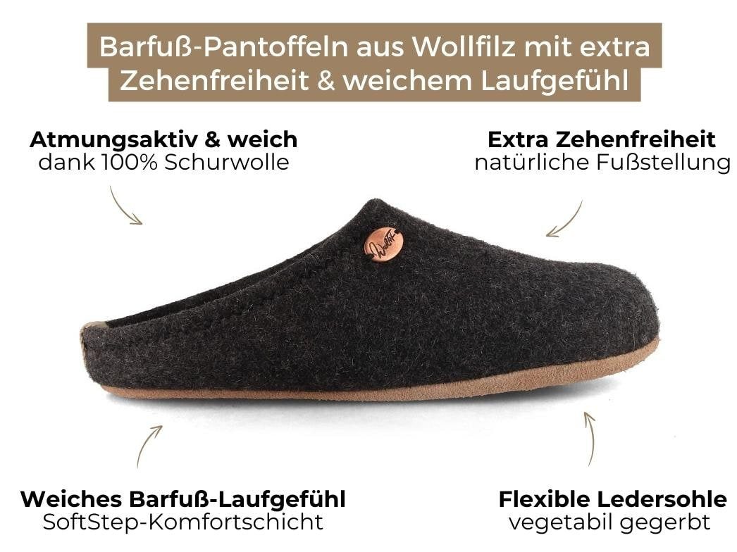 WoolFit Barefoot Filzpantoffeln mit extra Zehenfreiheit Hausschuh ideal für breite Füße – Bild 2 von 5