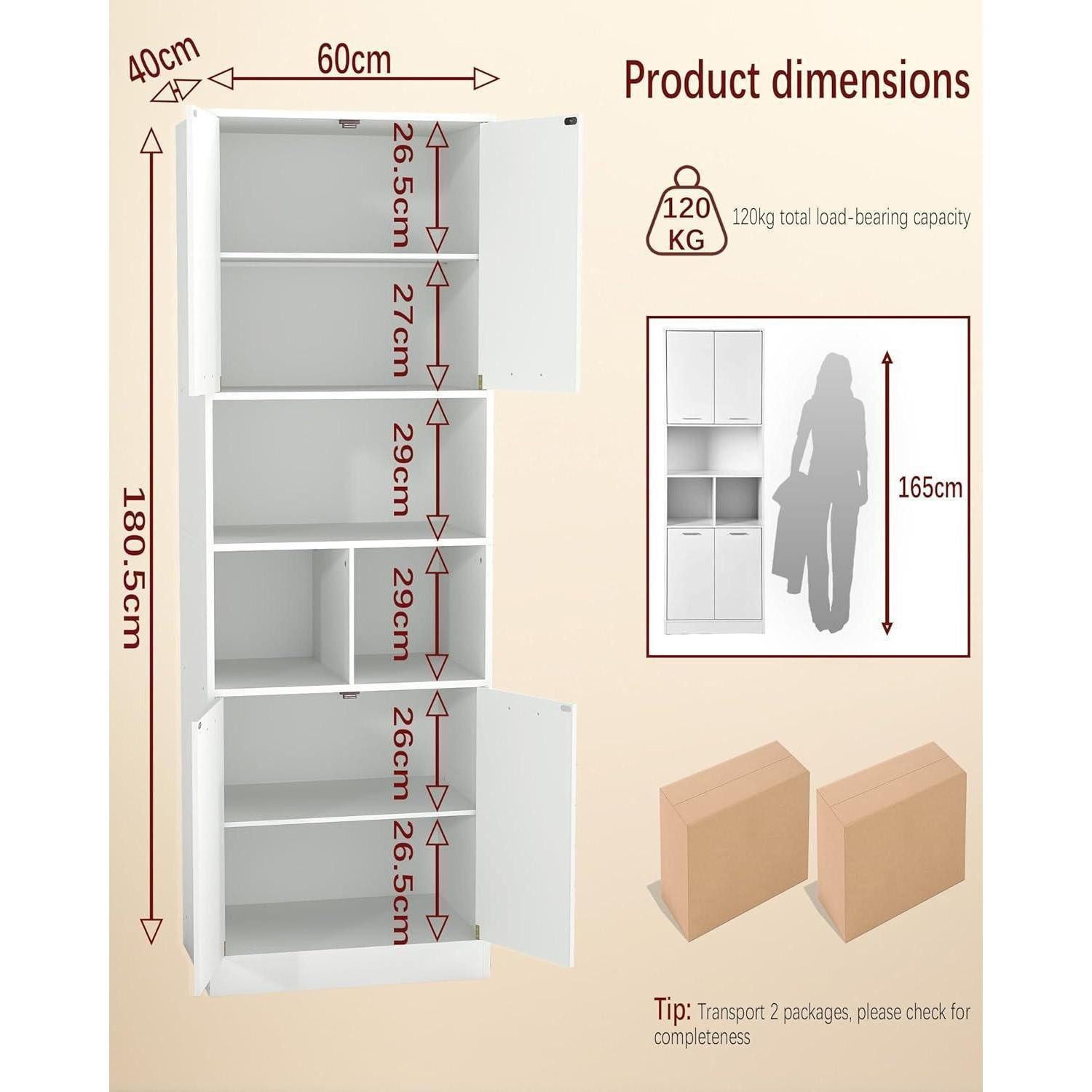 LuxusKollektion Mehrzweckschrank Mehrzweckschrank Küchenschrank Apothekerschrank 60 cm 1 Stück Weiß