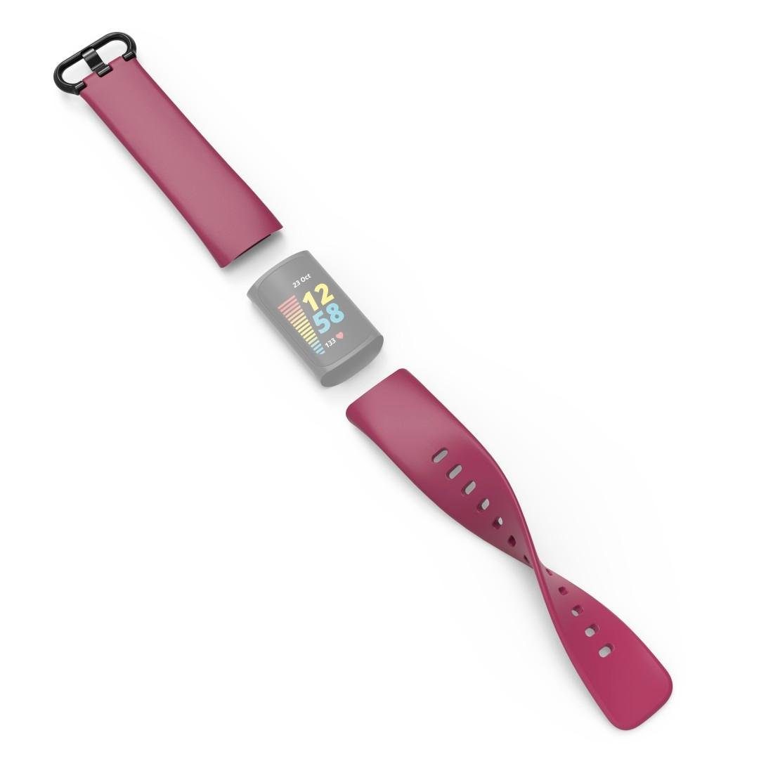 Hama Smartwatch-Armband Charge Fitbit bordeaux für universal Armband Uhrenarmband zum Tauschen, 5