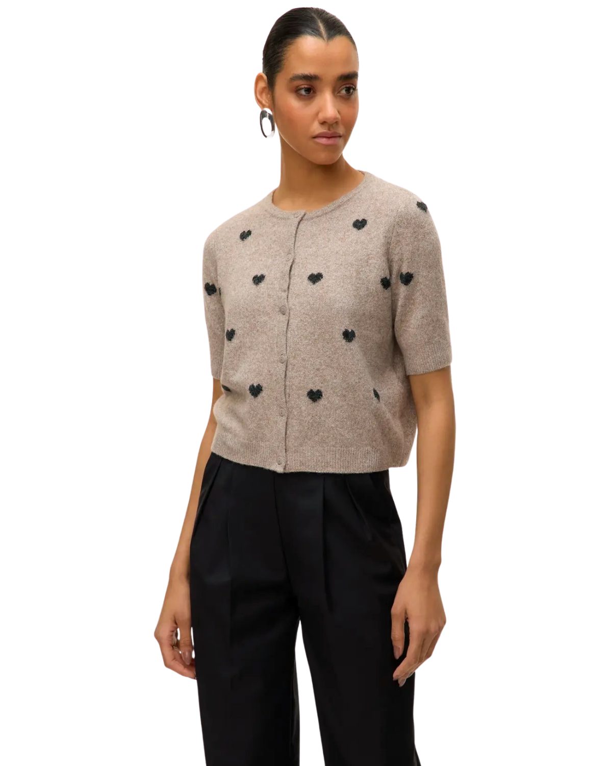 Vero Moda Cardigan Leichter Cardigan mit 2/4-Ärmel und Herzmotiv
