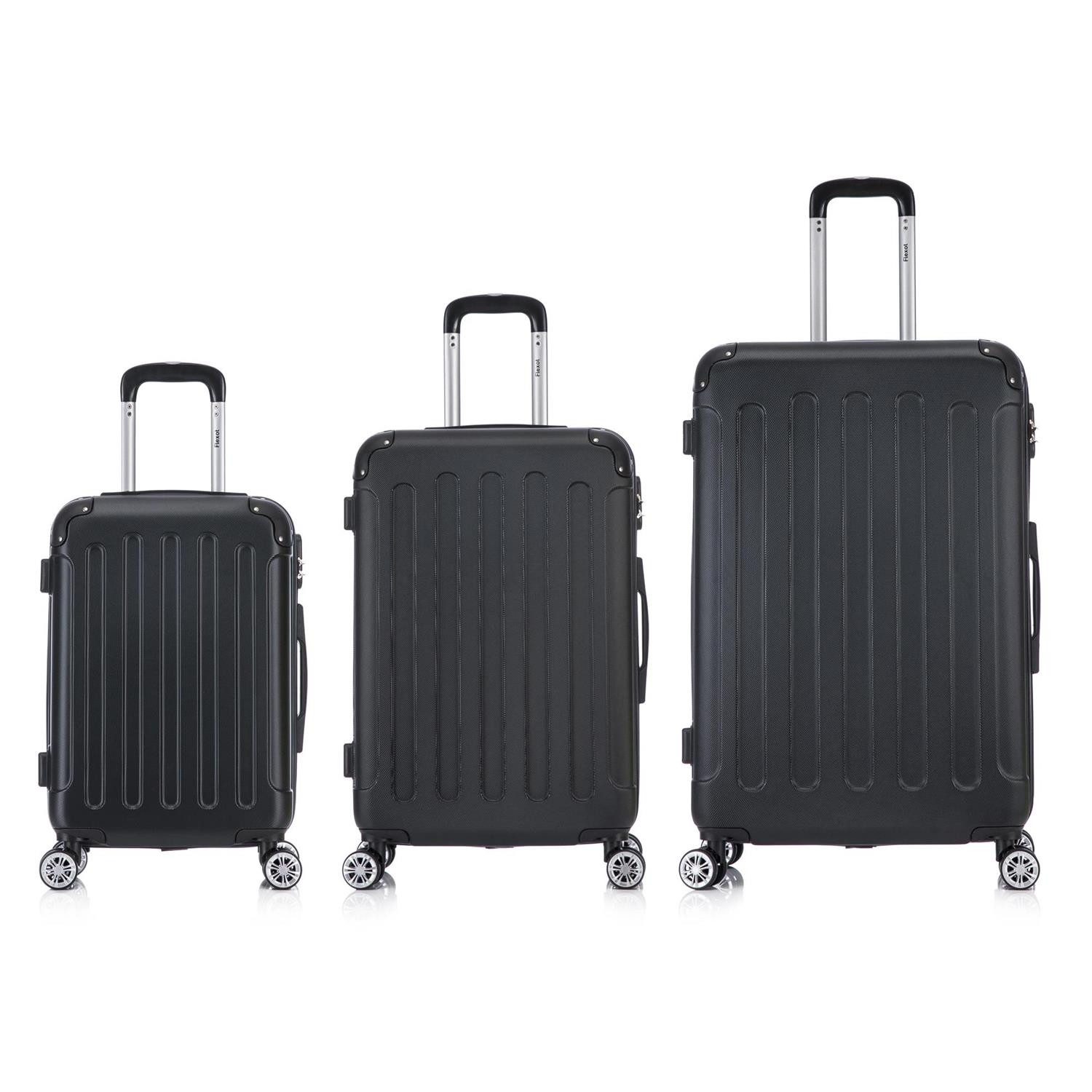 Flexot Hartschalen-Trolley F-2045 Kofferset, 360° Rollen, robuster Reisekoffer, Bordcase, 4 Rollen, Robuster und moderner Koffer mit vier 360° Rollen und Zahlenschloss