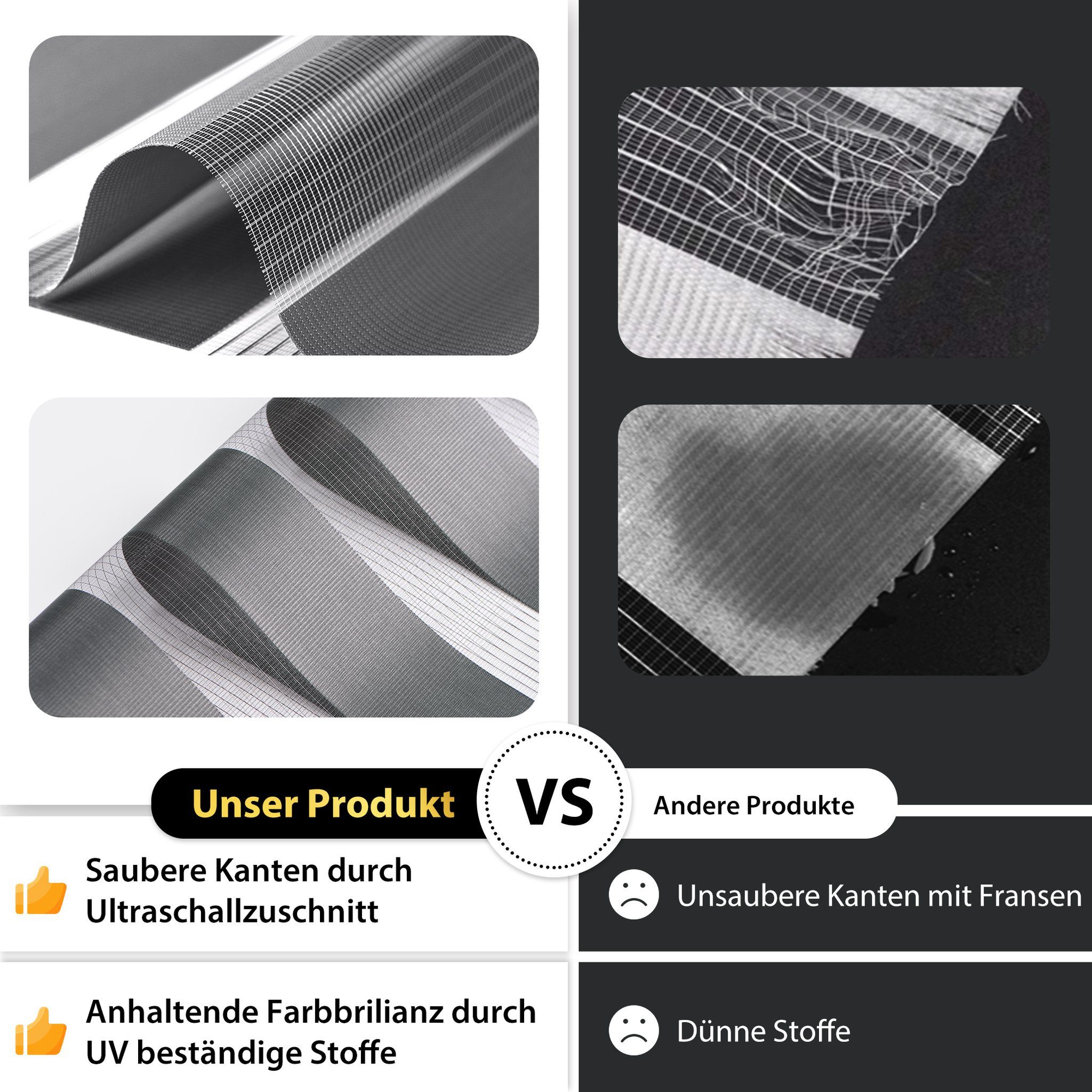 Doppelrollo 30 x 120 cm, dunkelgrau [Stoffbreite 26,6 cm], jalousiescout, blickdicht, mit Bohren/ohne Bohren, freihängend, Klemmen, Kleben und Schrauben OHNE Au – Bild 3 von 5