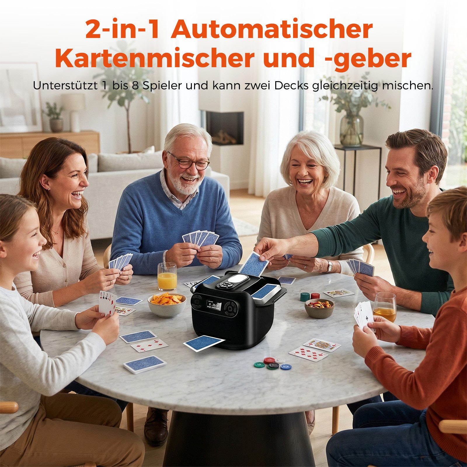 AKKEE Spiel Automatischer Kartenmischer und Dealer-Automat, Kartenmischer elektrisch