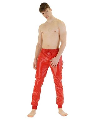 BOCKLE Lederhose Bockle® Boyjog RED Faux Pants Lederhose Leder Joggers Kunstleder