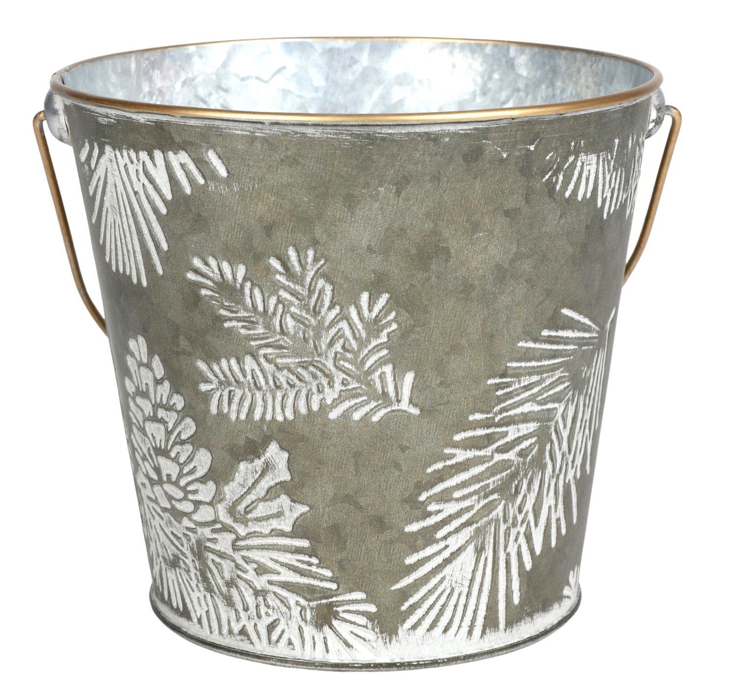 BURI Übertopf Übertopf aus Metall Winterzeit rund Blumentopf Pflanztopf Wei günstig online kaufen