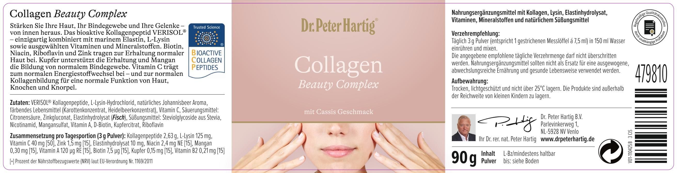 Dr. Peter Hartig Collagen Beauty Complex, unterstützt Haut, Bindegewebe und Gelenke, Pulver, 90g, 30-Tagevorrat, à 90 g