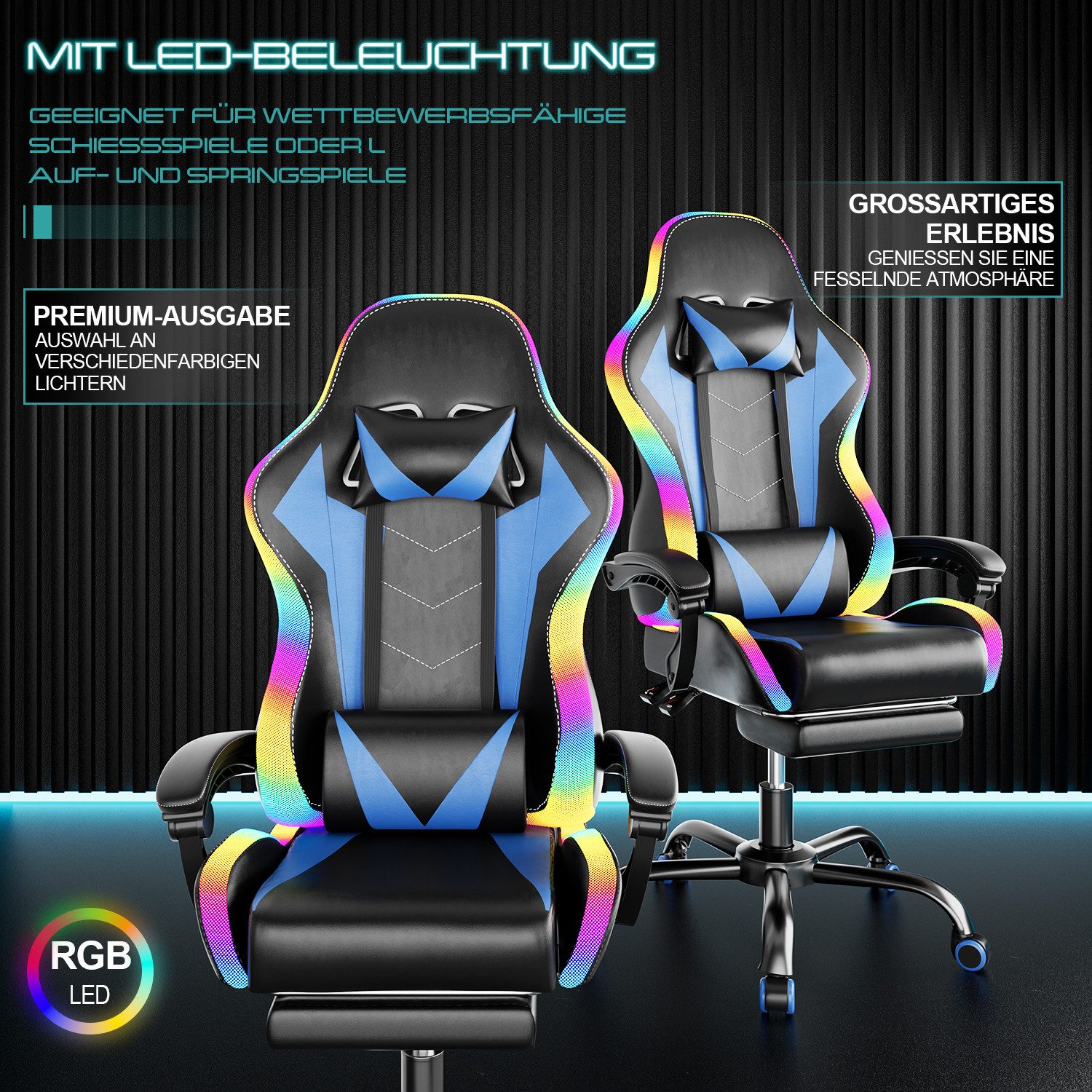 HOMALL Gaming-Stuhl LED Massage Bürostuhl mit günstig online kaufen