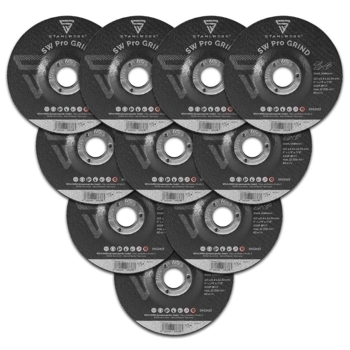 STAHLWERK Schleifscheibe SW Pro Grind Schruppscheibe Ø125 mm, (Packung, 10 St., Set)