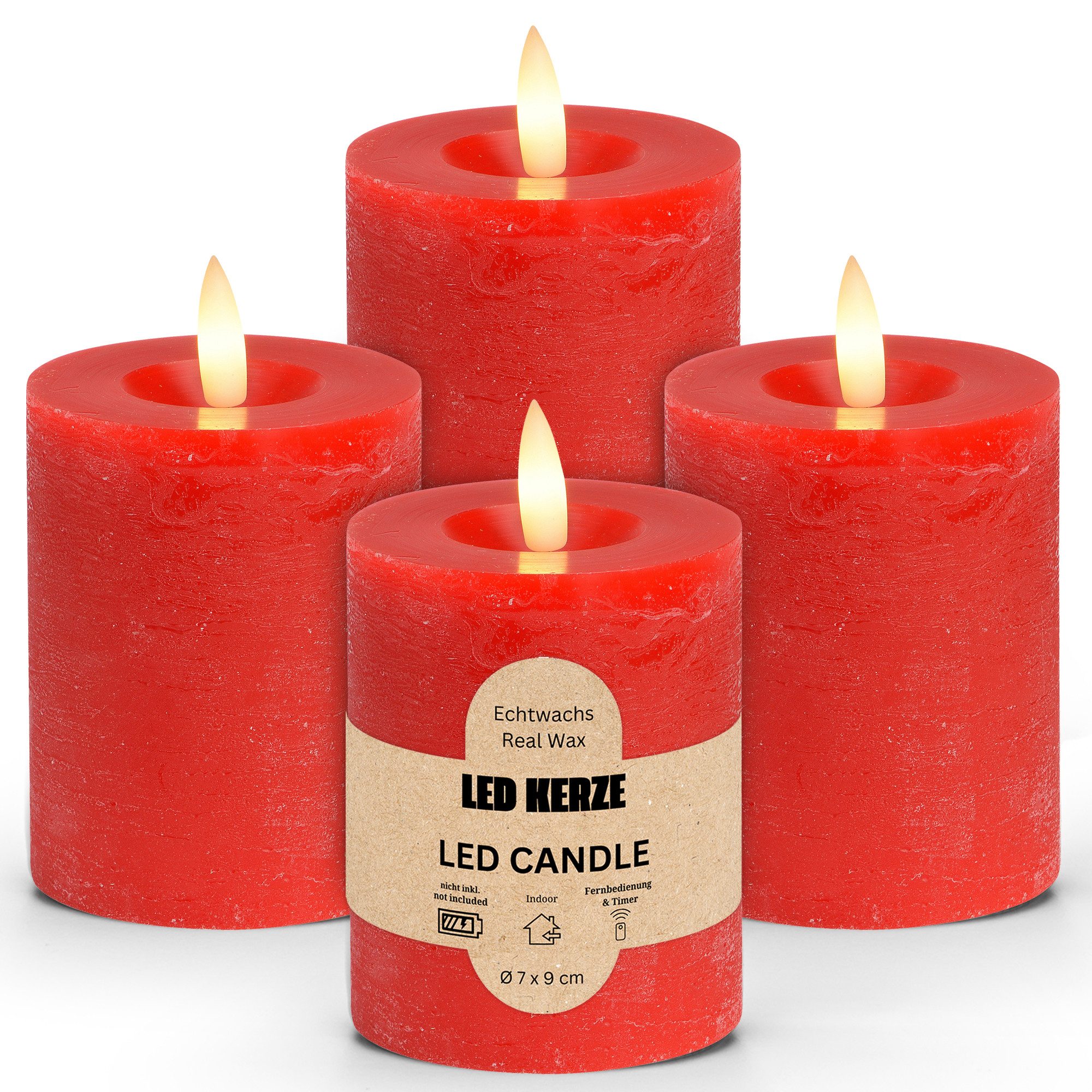 matches21 HOME & HOBBY Tafelkerze LED Stumpenkerzen 4er Set Wachs, Flackern günstig online kaufen