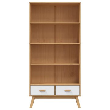 vidaXL Bücherregal Bücherregal OLDEN 4 Fächer Weiß und Braun Massivholz Kiefer, 1-tlg.