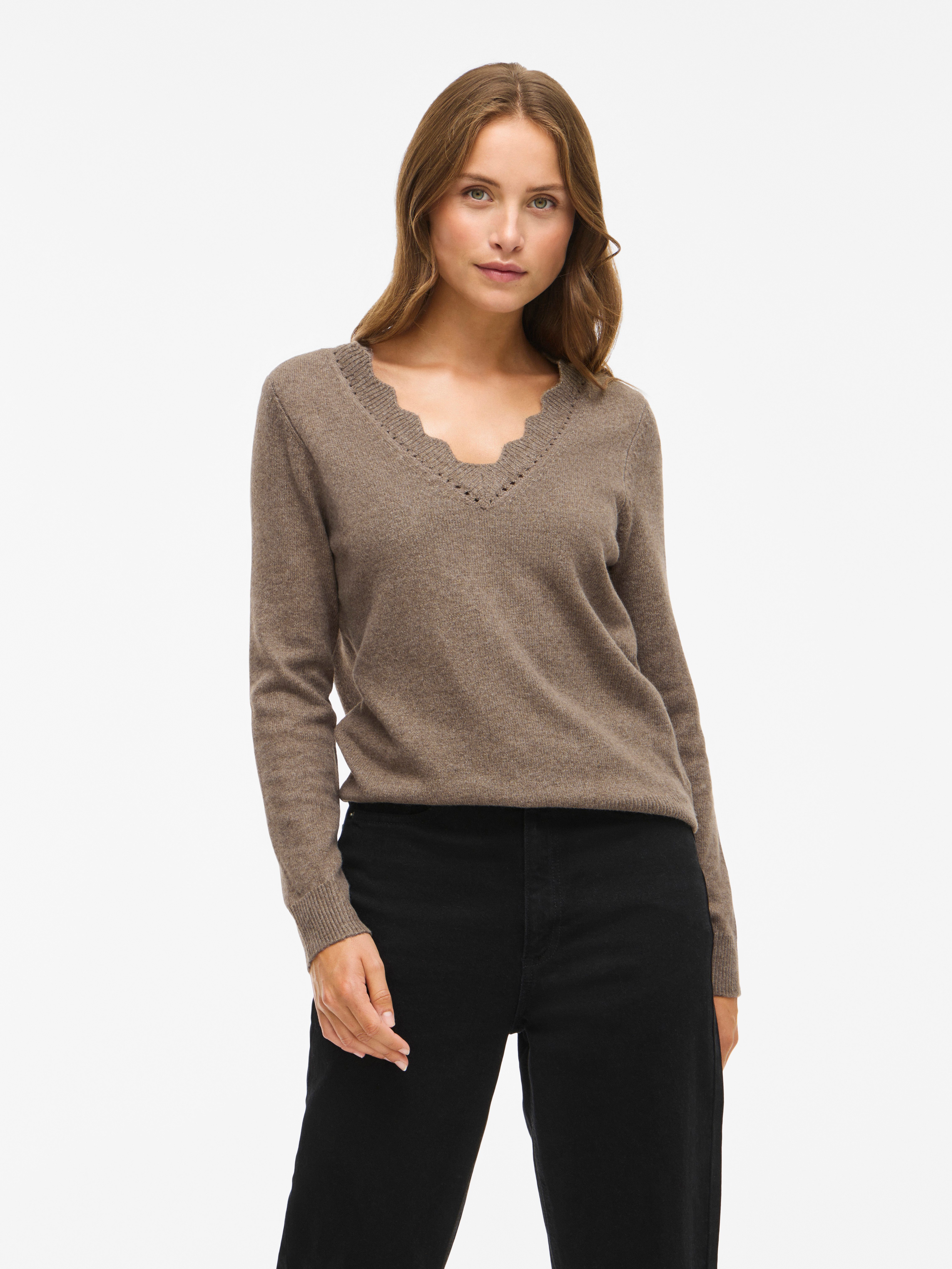 Vila V-Ausschnitt-Pullover VINIKOLINA V-NECK L/S KNIT TOP - NOOS günstig online kaufen