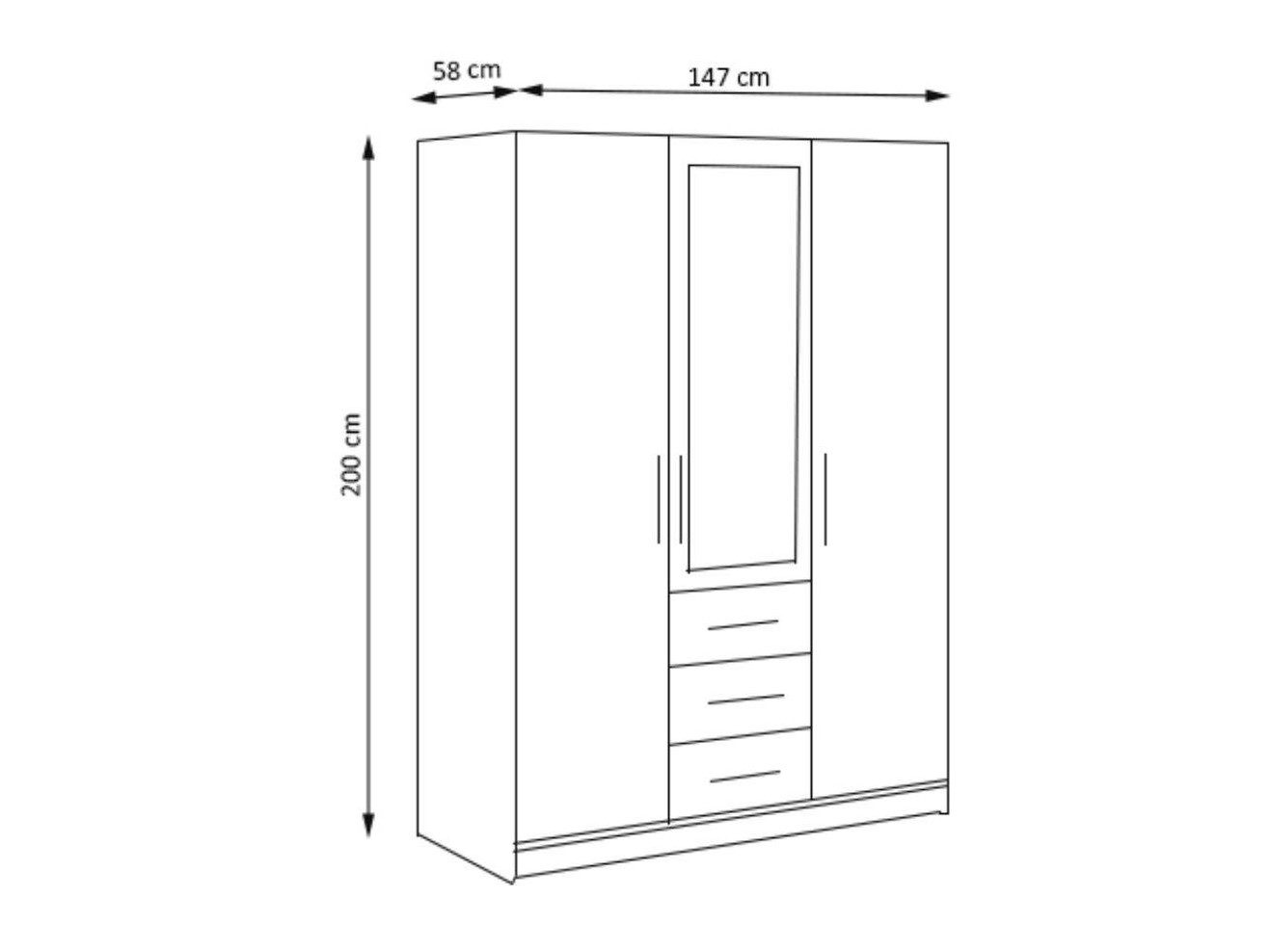 Beautysofa Kleiderschrank Kleiderschrank mit Spiegel BALID D3