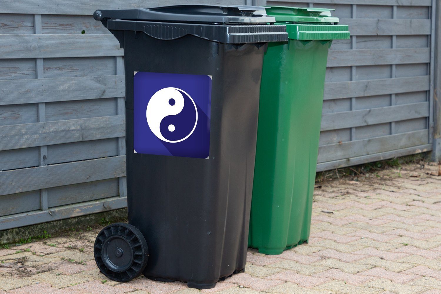 Wandsticker dunkelblauen Yang Abfalbehälter Mülltonne, Logos Mülleimer-aufkleber, (1 Yin Container, eines und MuchoWow St), Sticker, Illustration Eine