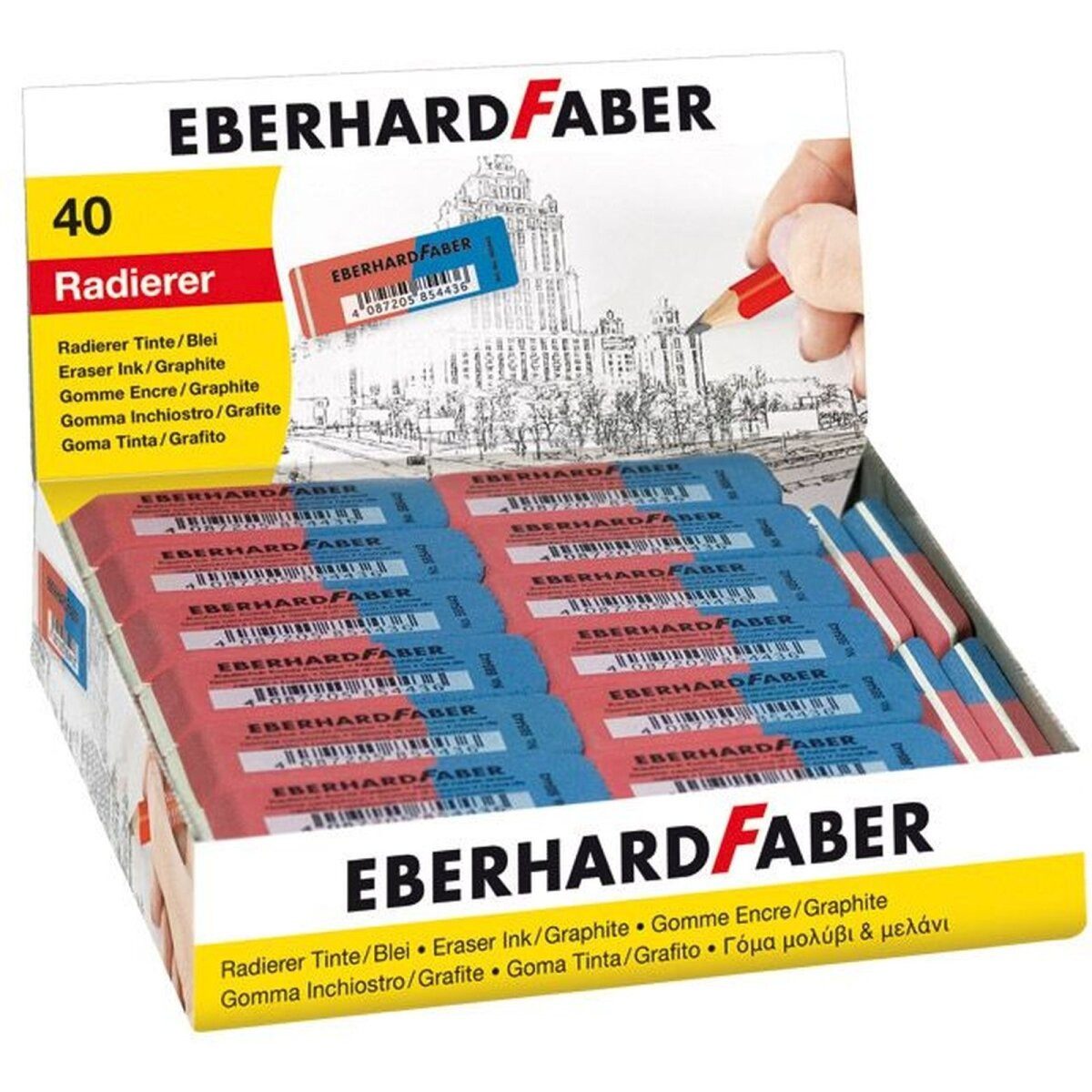 Eberhard Faber Radiergummi Radiergummi Kautschuk 19x8x50mm rot/blau