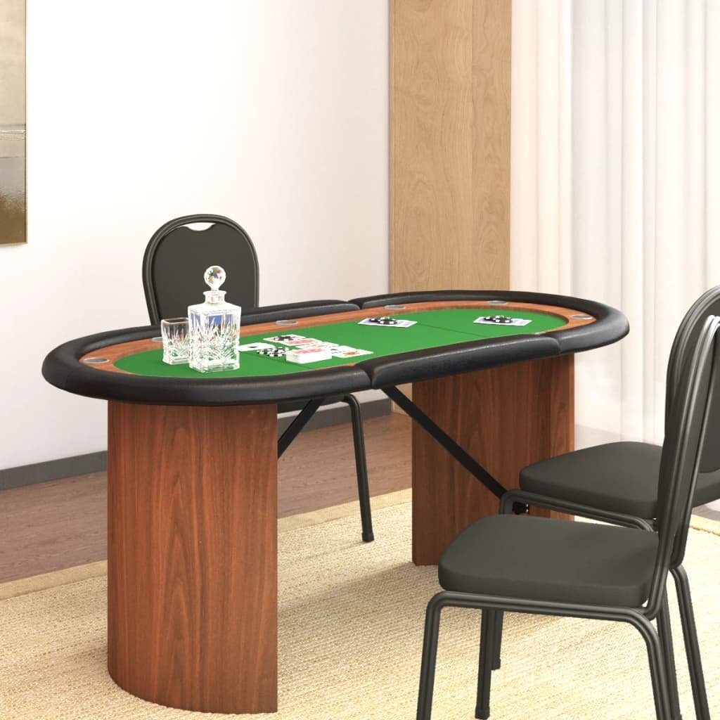 vidaXL Spieltisch Pokertisch 10 Spieler Grün 160x80x75 cm, (1-tlg)